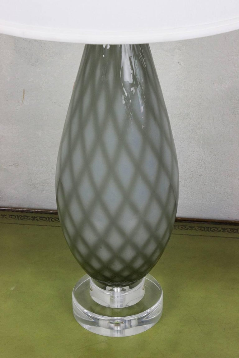 Pair of Grey and White Murano Table Lamps For Sale at 1stdibs
