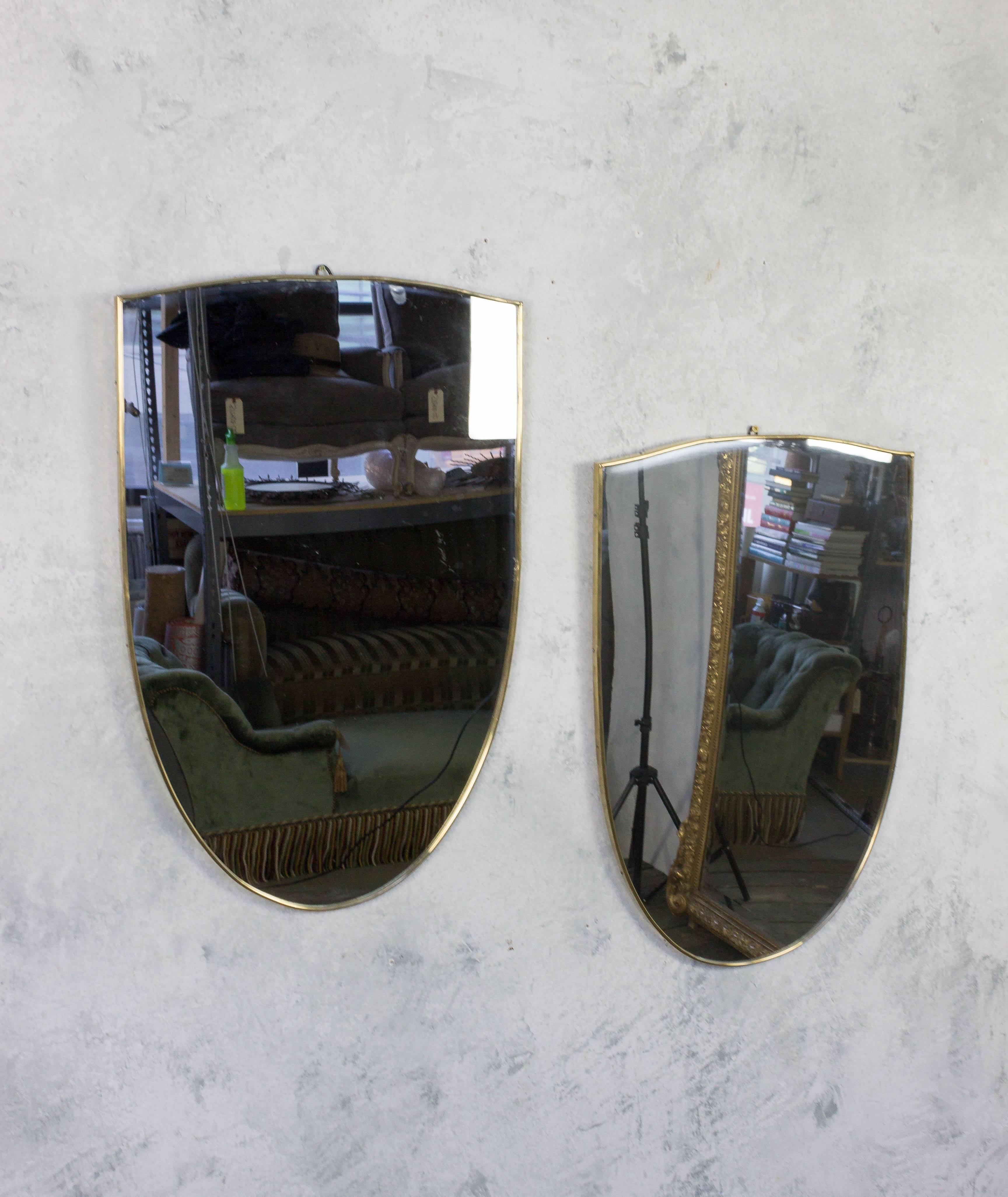 Mid-20th Century Pair of Italian Shield Shaped Mirrors