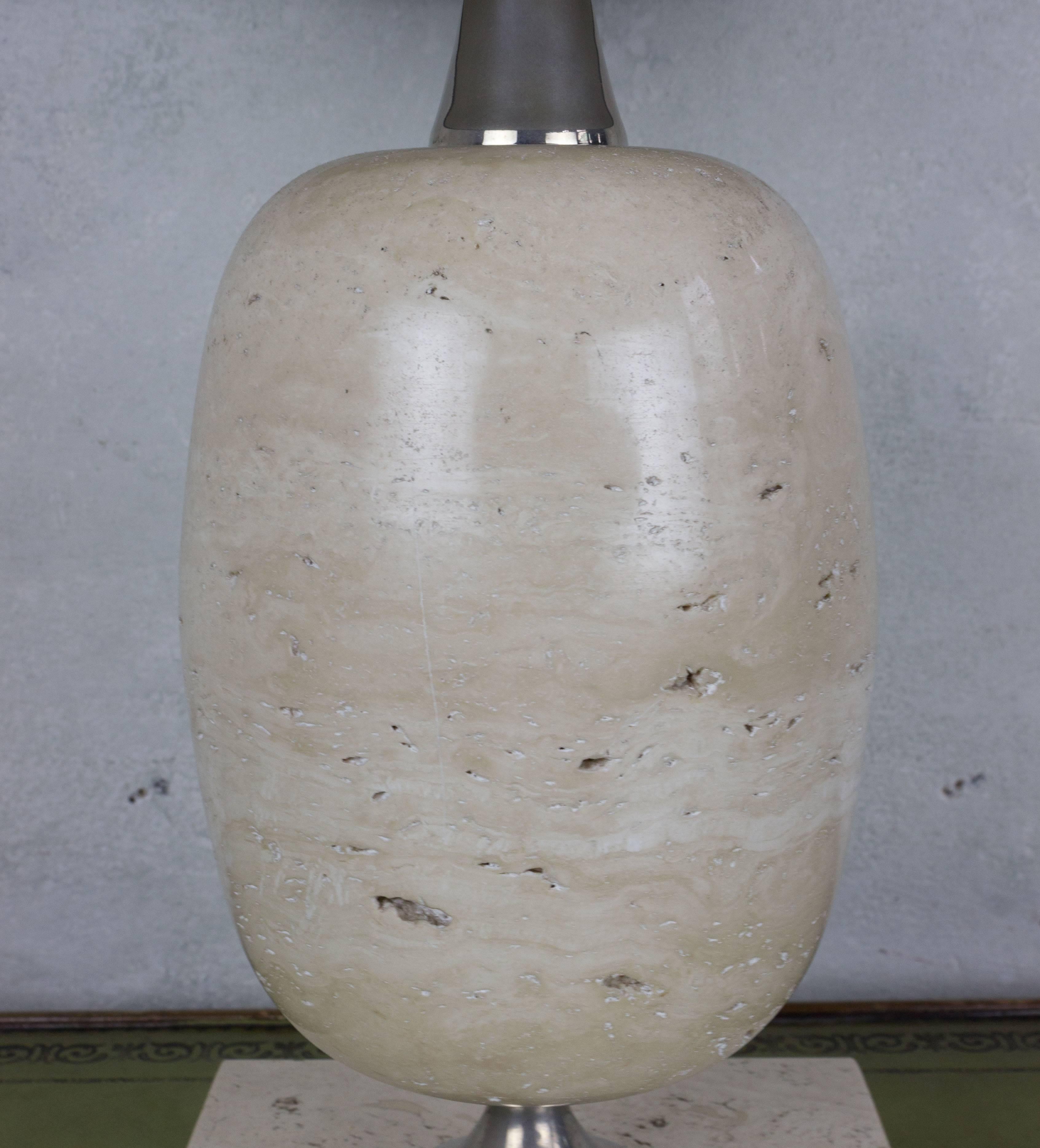 French Modern Travertine Lamp by Philippe Barbier In Good Condition For Sale In Buchanan, NY