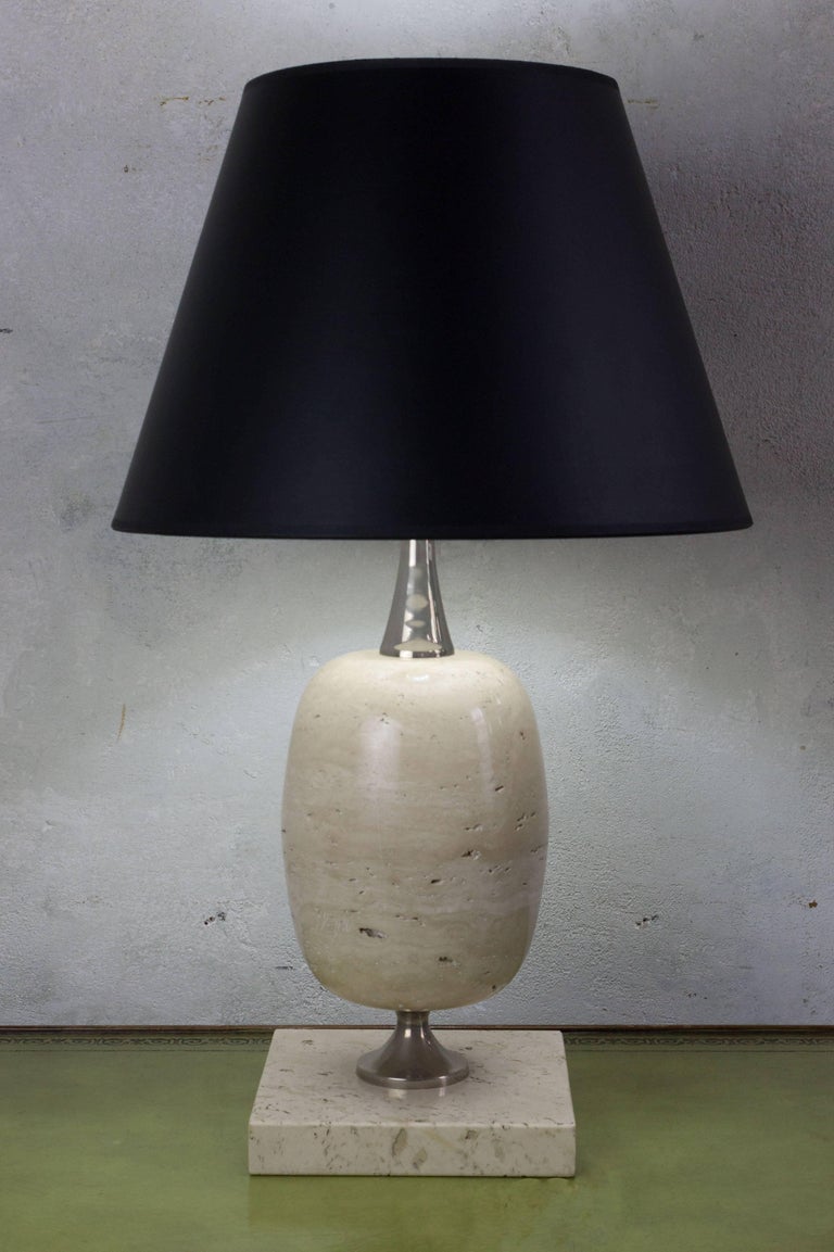 Late 20th Century French Modern Travertine Lamp by Philippe Barbier For Sale