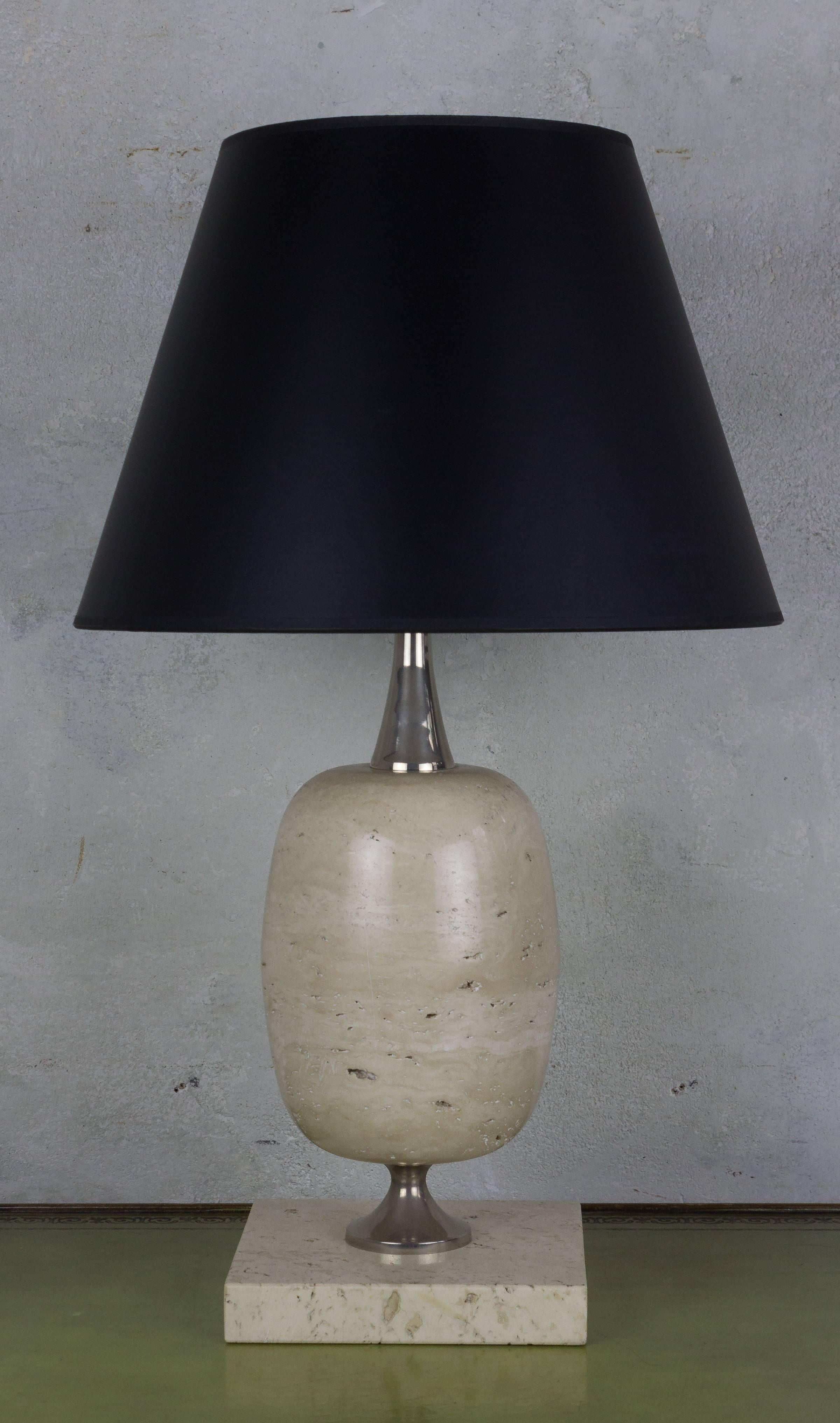 French Modern Travertine Lamp by Philippe Barbier For Sale 1