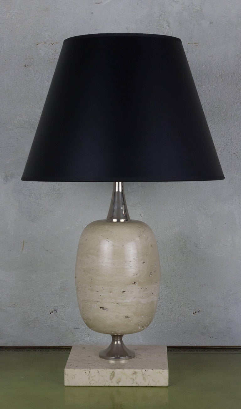 French Modern Travertine Lamp by Philippe Barbier For Sale 2