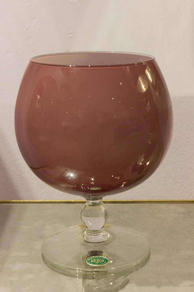 Balboa Vintage Italian Balboa Glass Warm Gray with White Encased Glass Vase 