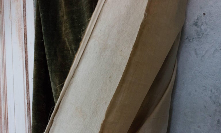 Set Of Three Pairs Of Antique Green Velvet Drapes For Sale At 1stdibs