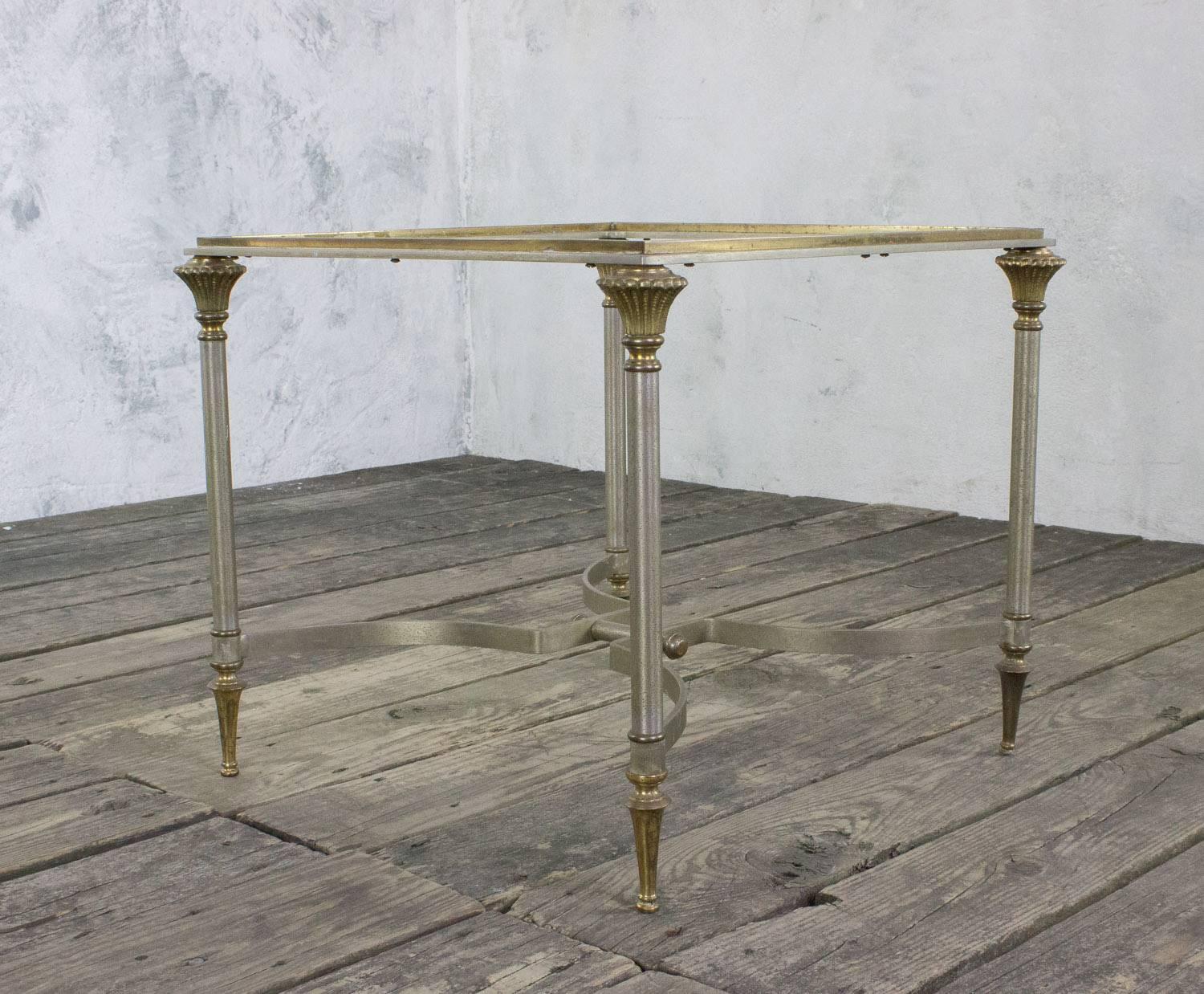 Small Italian Steel and Glass End Table For Sale 2