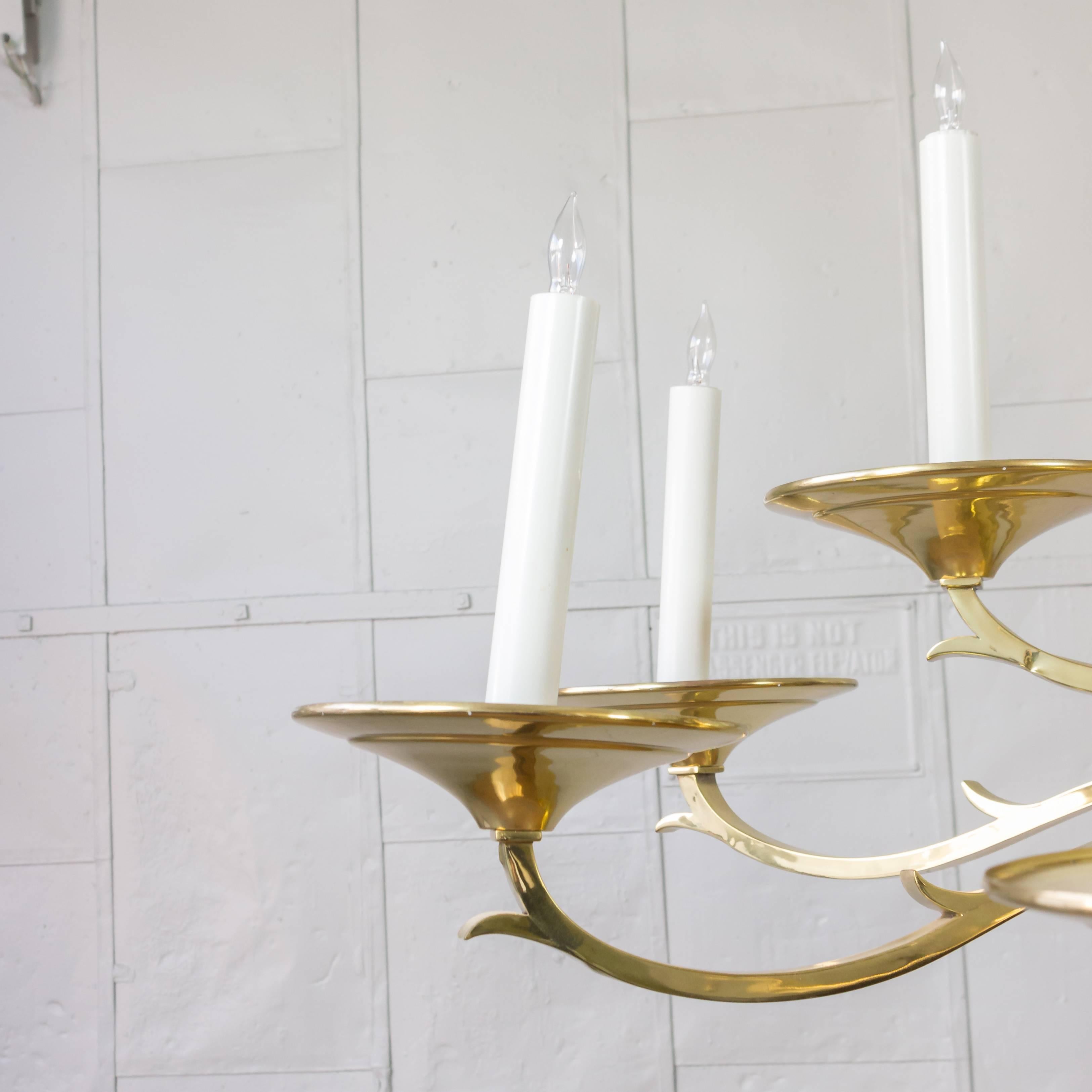 Mid-20th Century Very Large Brass Chandelier
