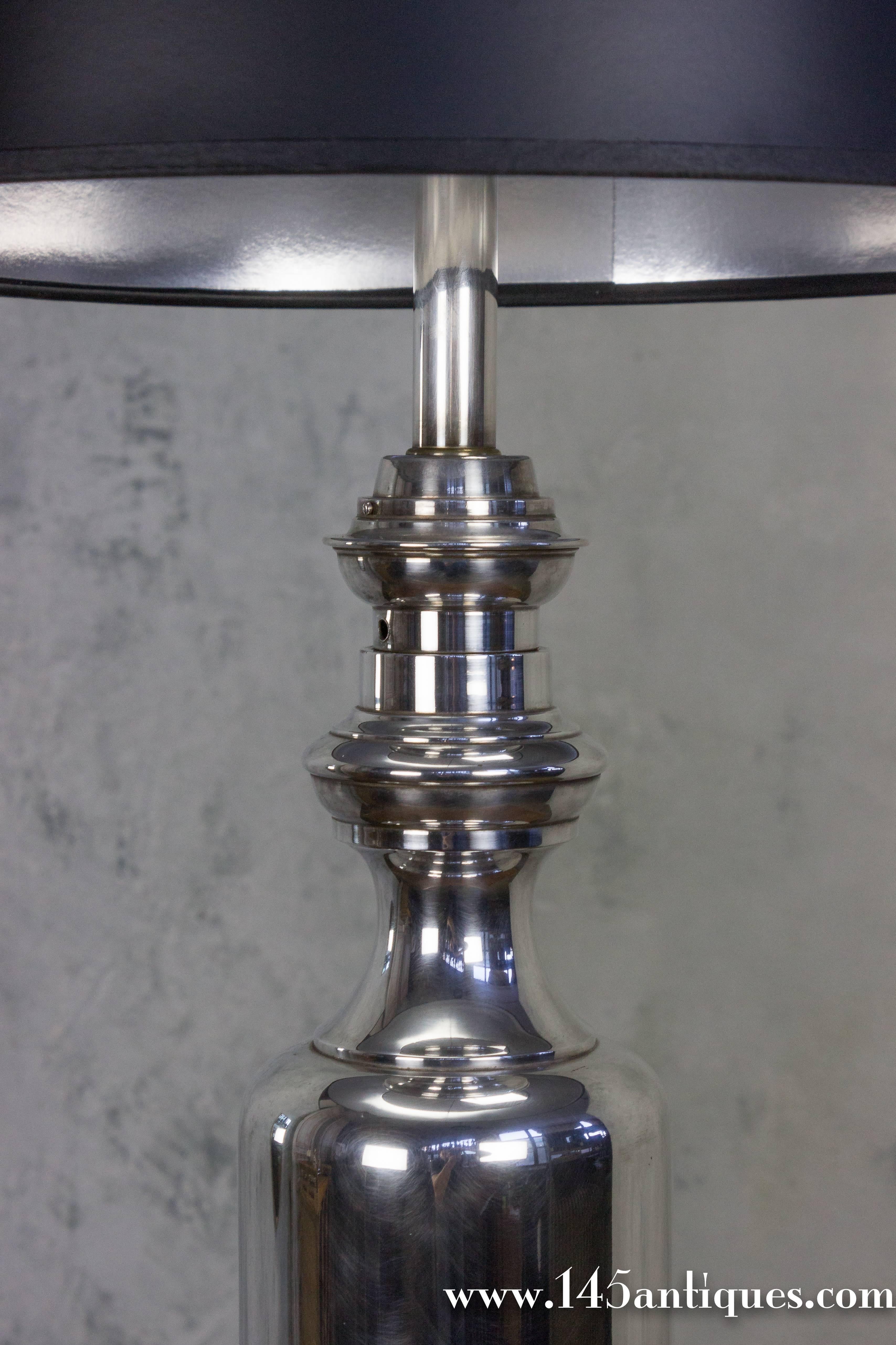 Mid-20th Century Tall French 1940s Nickel-Plated Table Lamp
