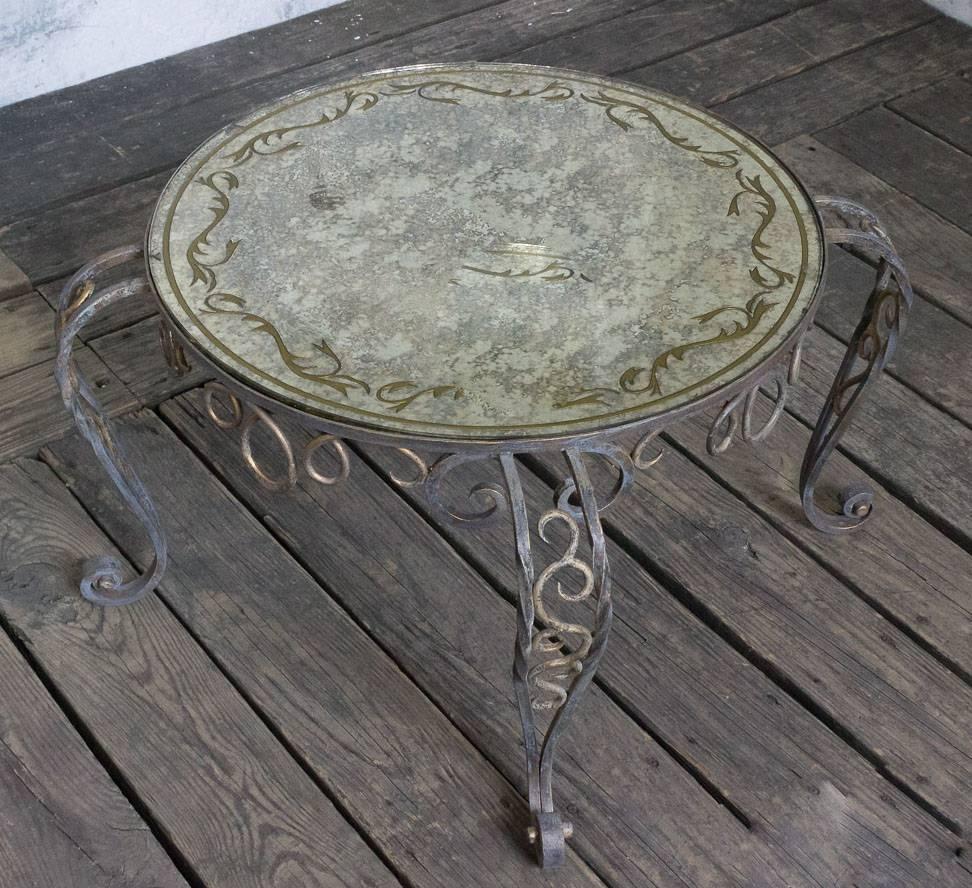 Painted Iron Coffee Table with Reverse Painted Glass 2