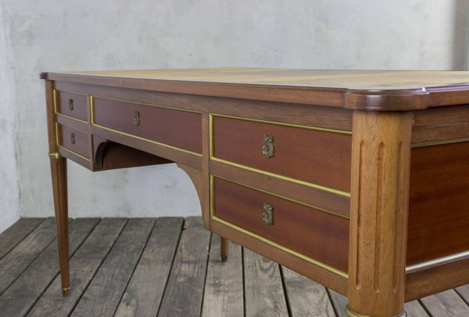French 1940s Louis XVI Style Mahogany Desk 4