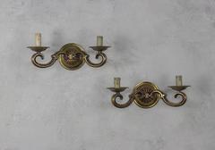 Paire d'appliques françaises des années 1940 en bronze doré