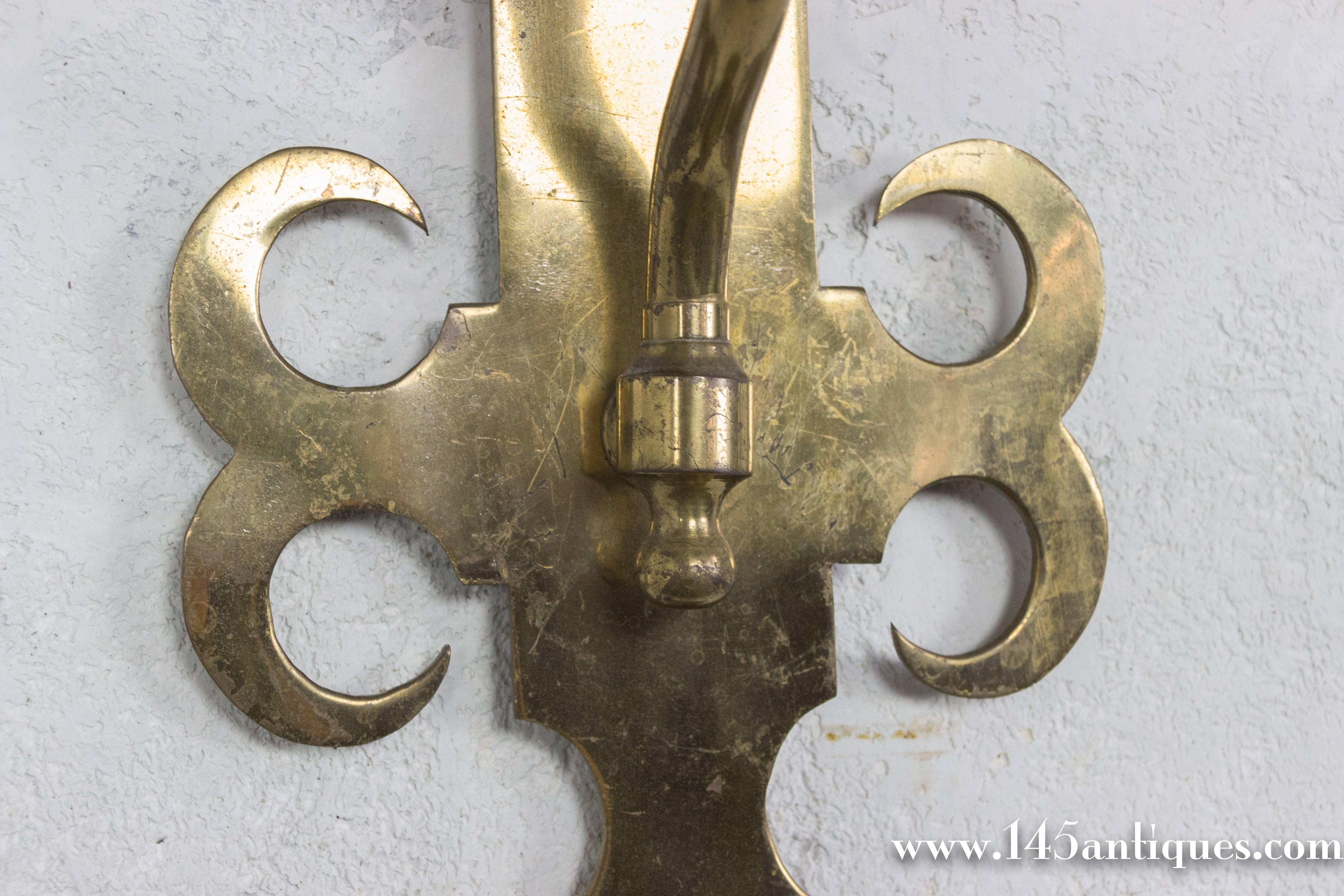 Pair of French 1950s Brass Sconces For Sale 5