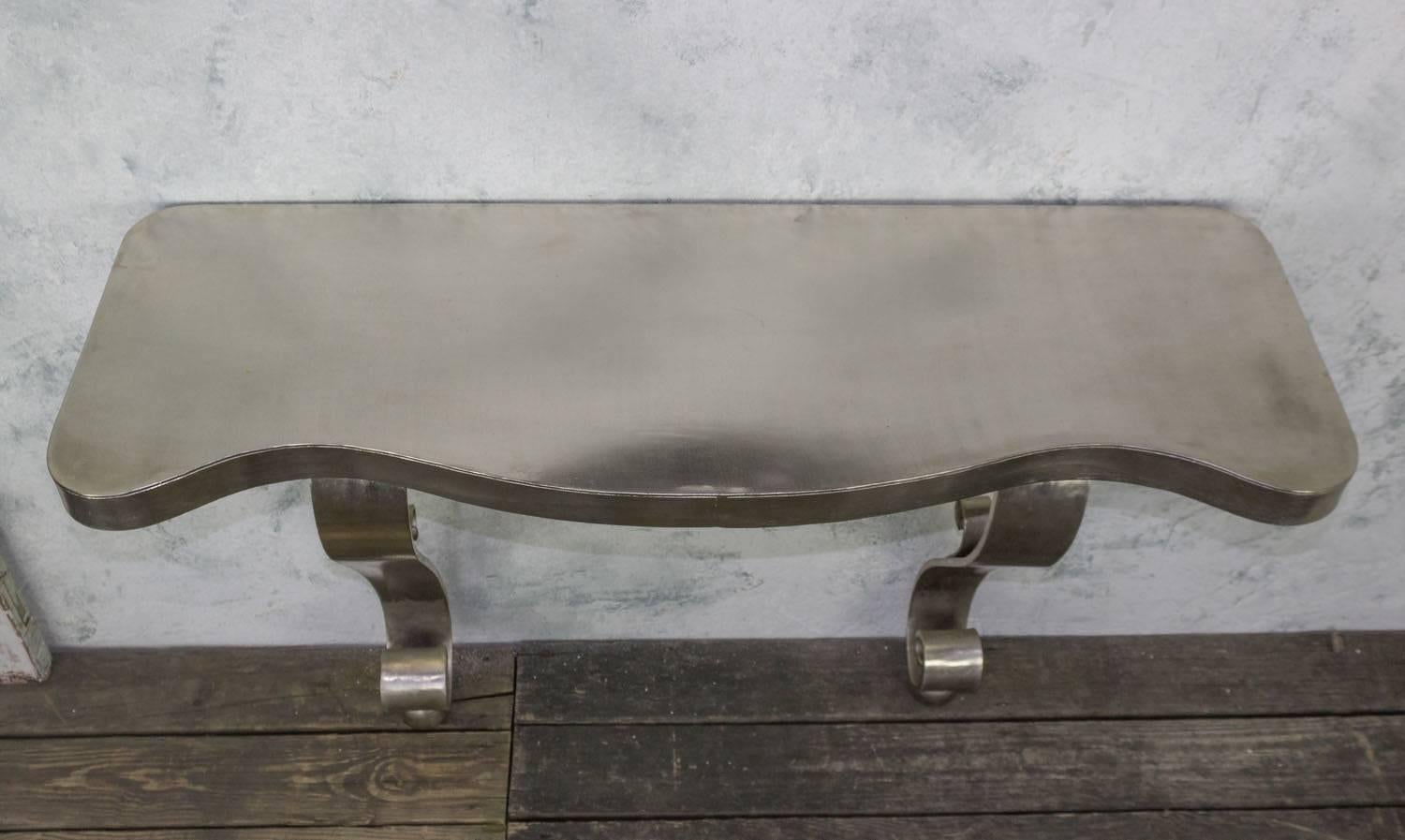 20th Century French Polished Steel Console