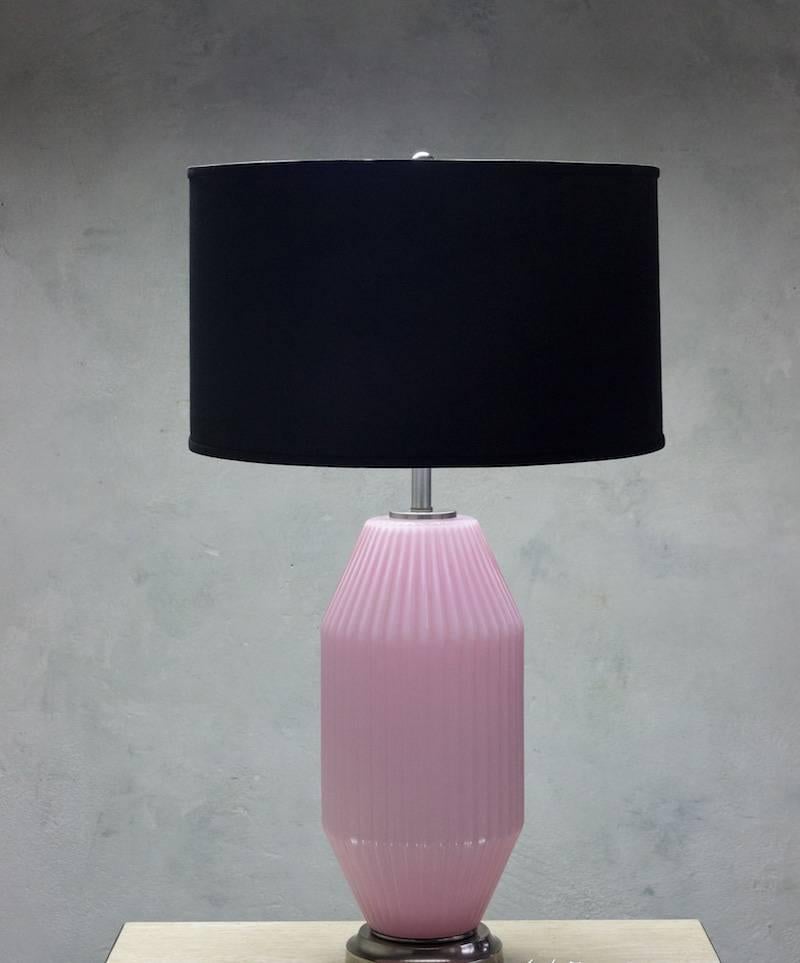 Mid-Century Modern Pair of Cyclamen Murano Lamps For Sale