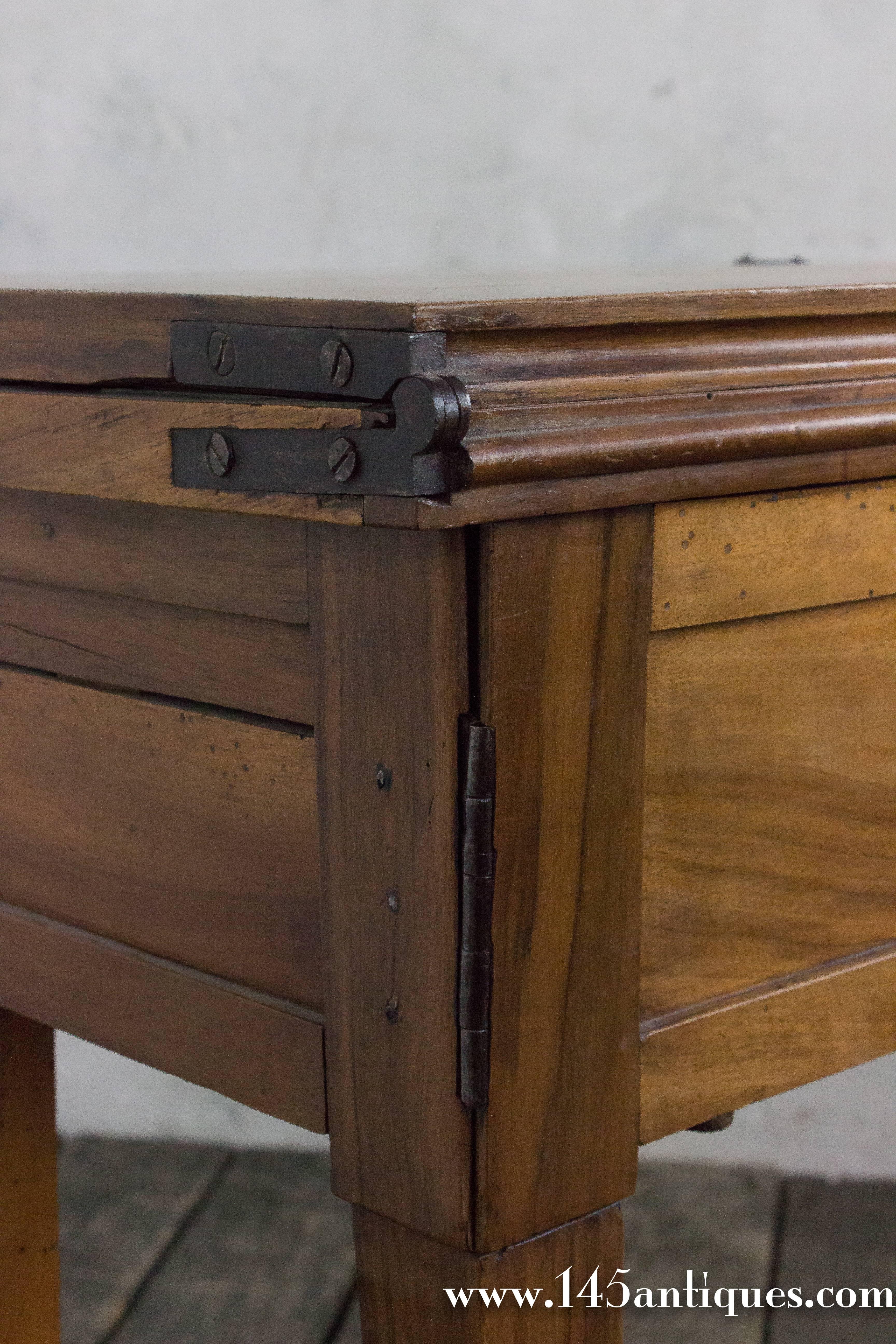 19th Century French Writing Desk with Drawers and Fold-Out Top