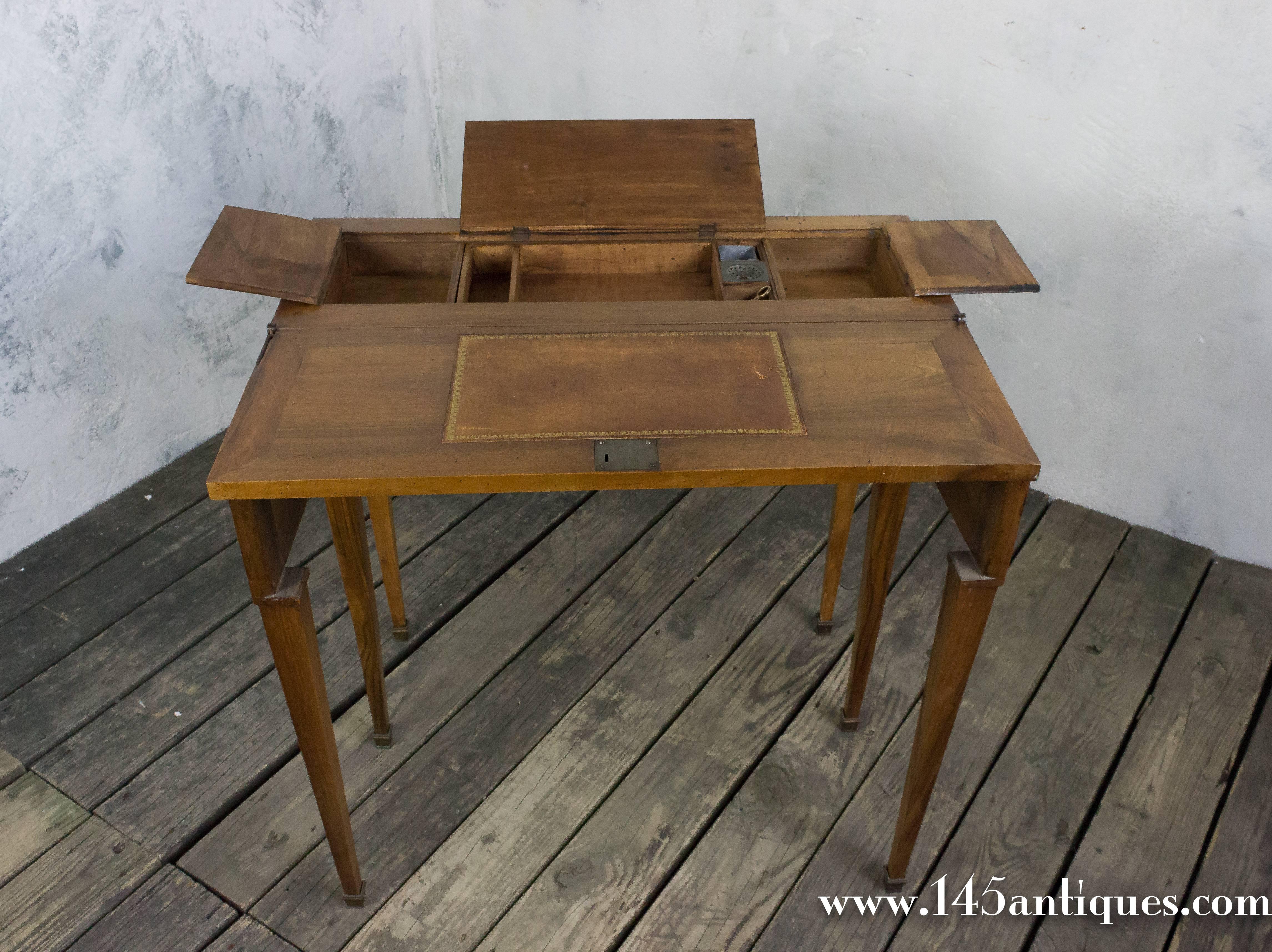 French Writing Desk with Drawers and Fold-Out Top 3