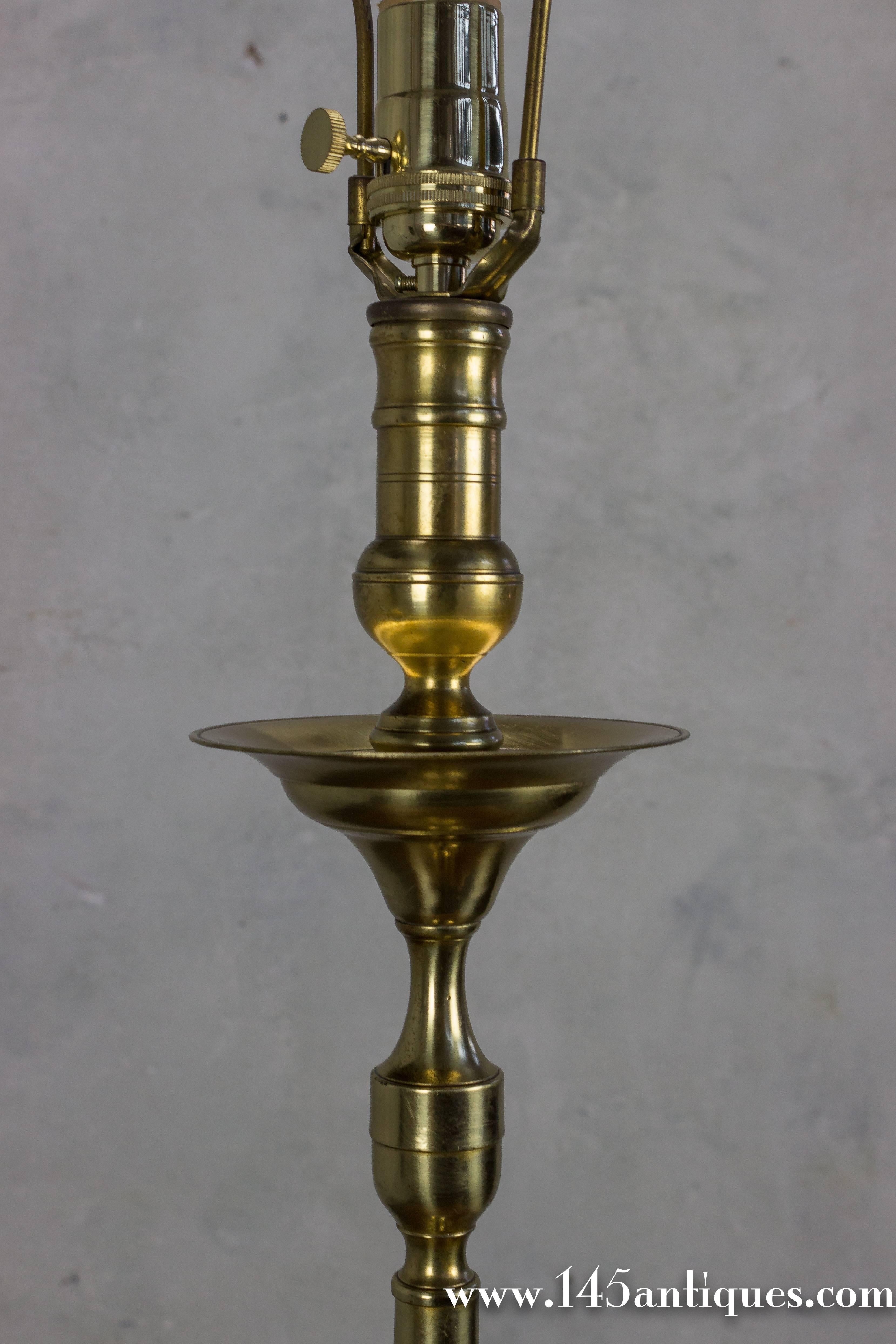Mid-20th Century Tall French 1940s Bronze and Brass French 1940s Table Lamp For Sale