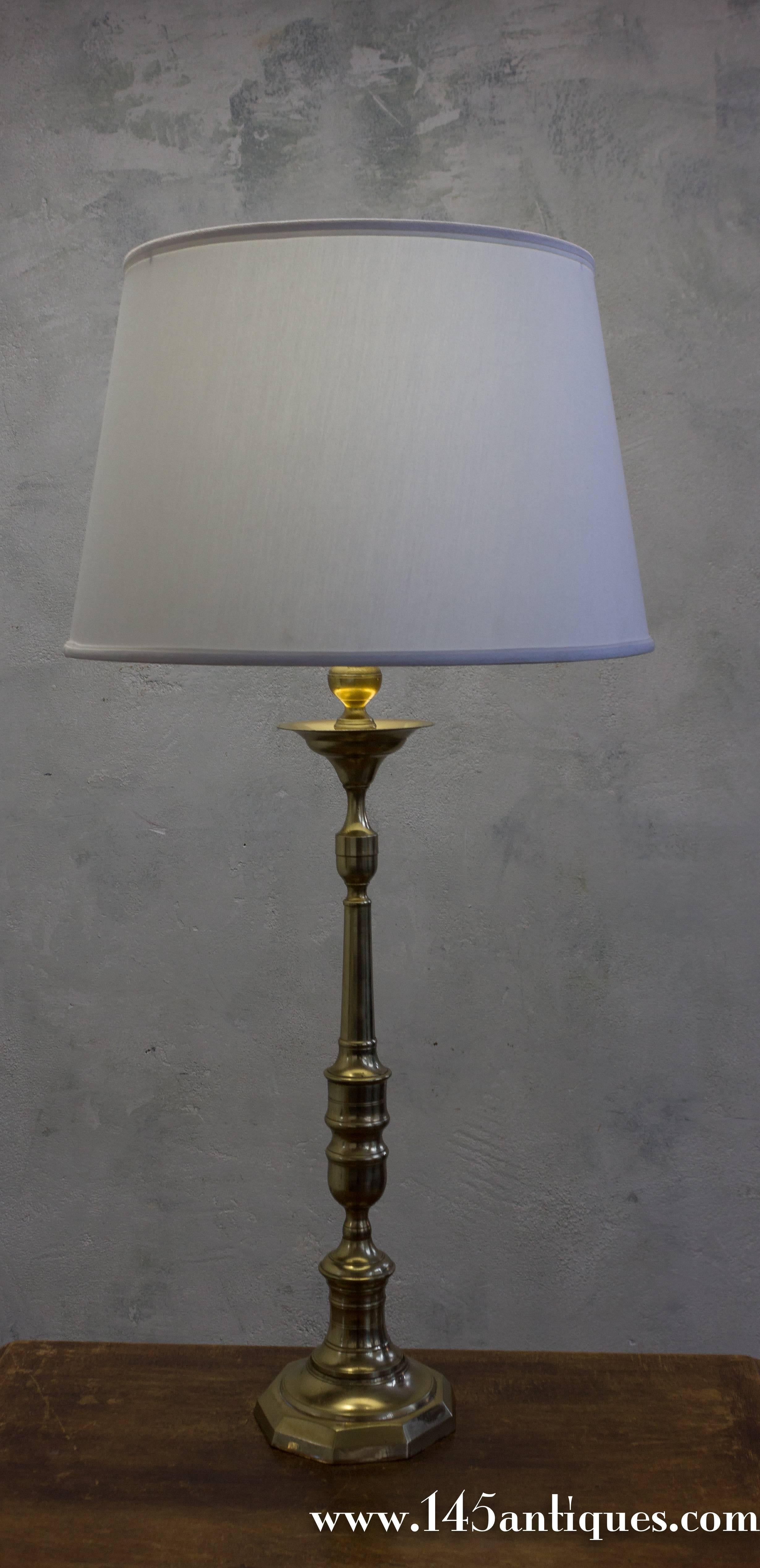 Tall French 1940s Bronze and Brass French 1940s Table Lamp For Sale 1