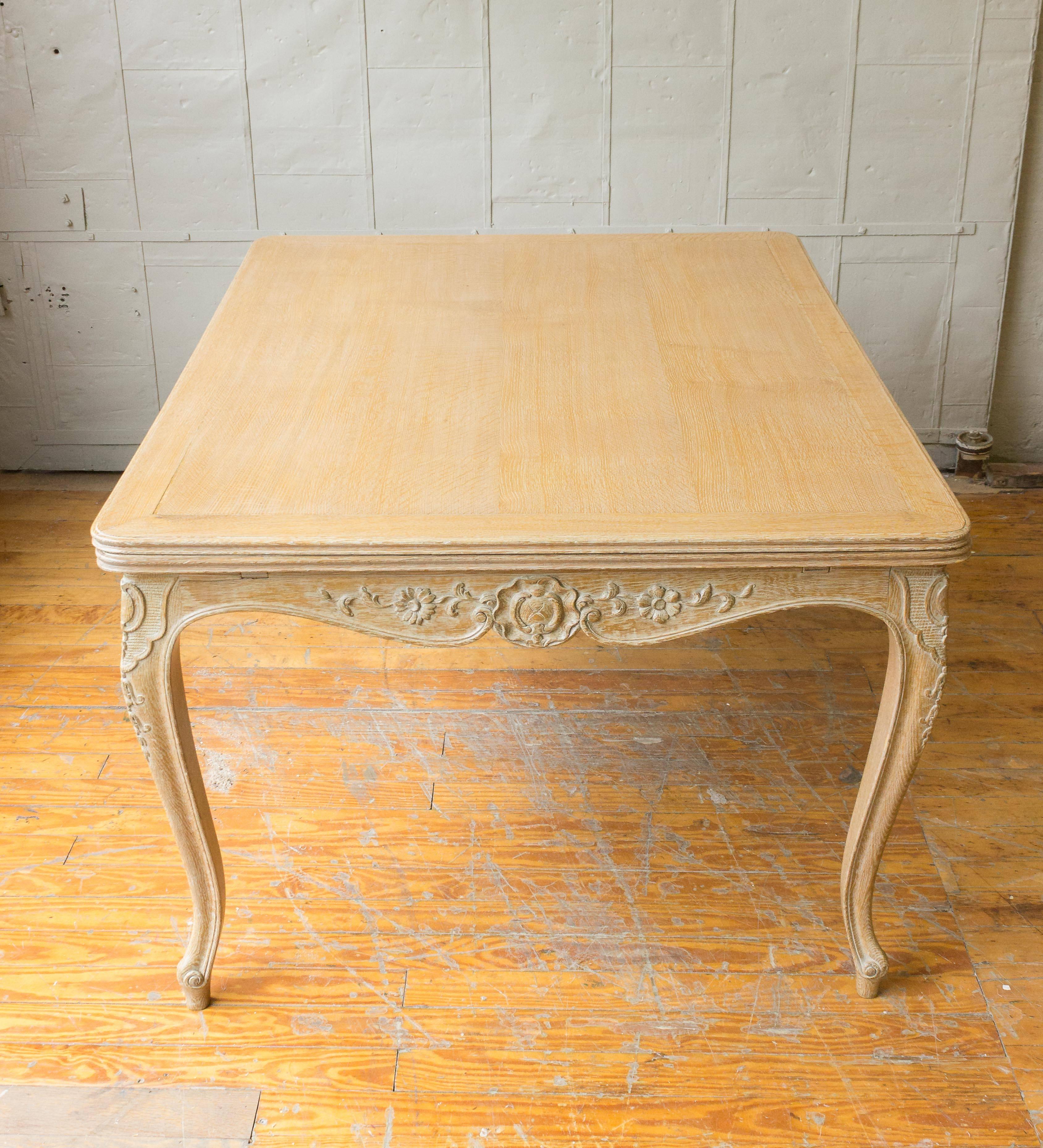 Mid-20th Century French Limed Oak Dining Table For Sale