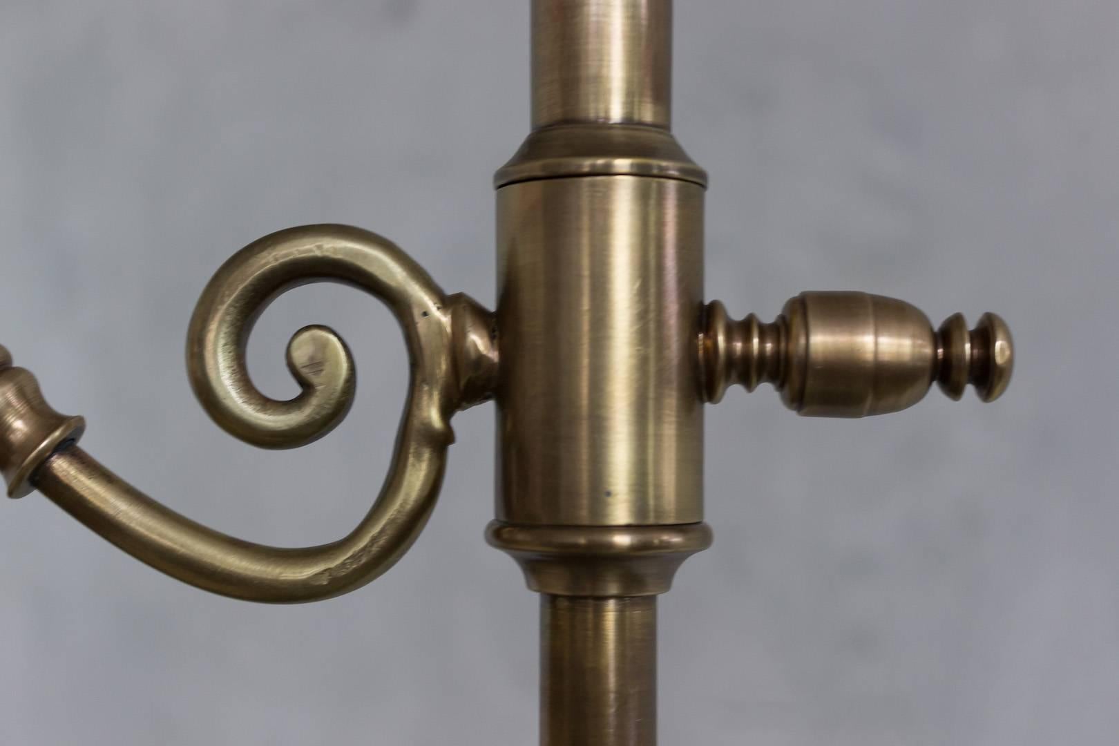 French, 1940s Brass Adjustable Reading Floor Lamp 1