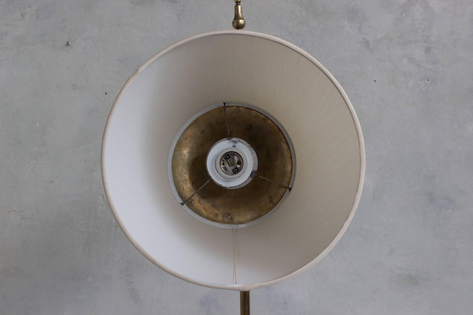 French, 1940s Brass Adjustable Reading Floor Lamp 4