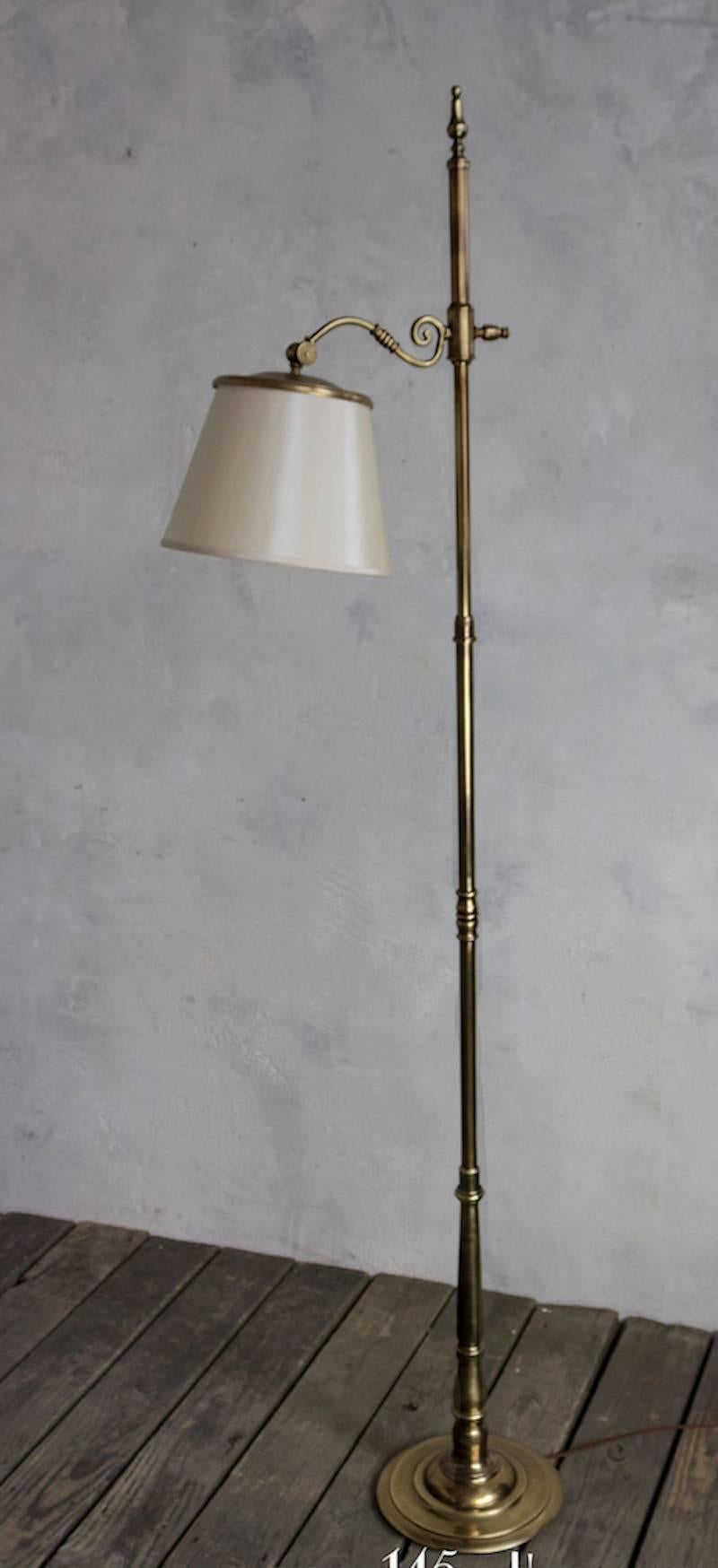 French, 1940s Brass Adjustable Reading Floor Lamp 6