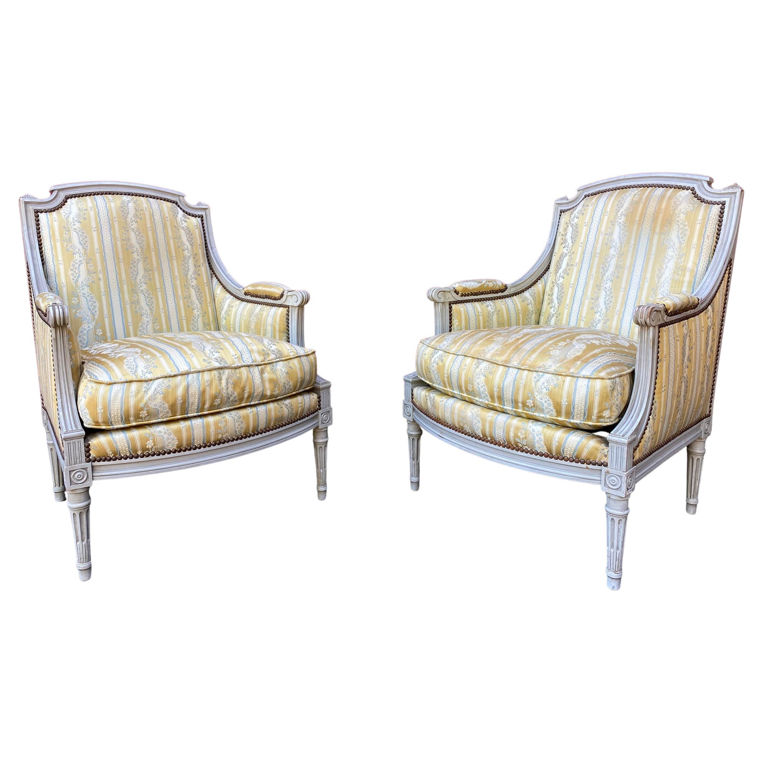 Pair of French Louis XVI Style Armchairs