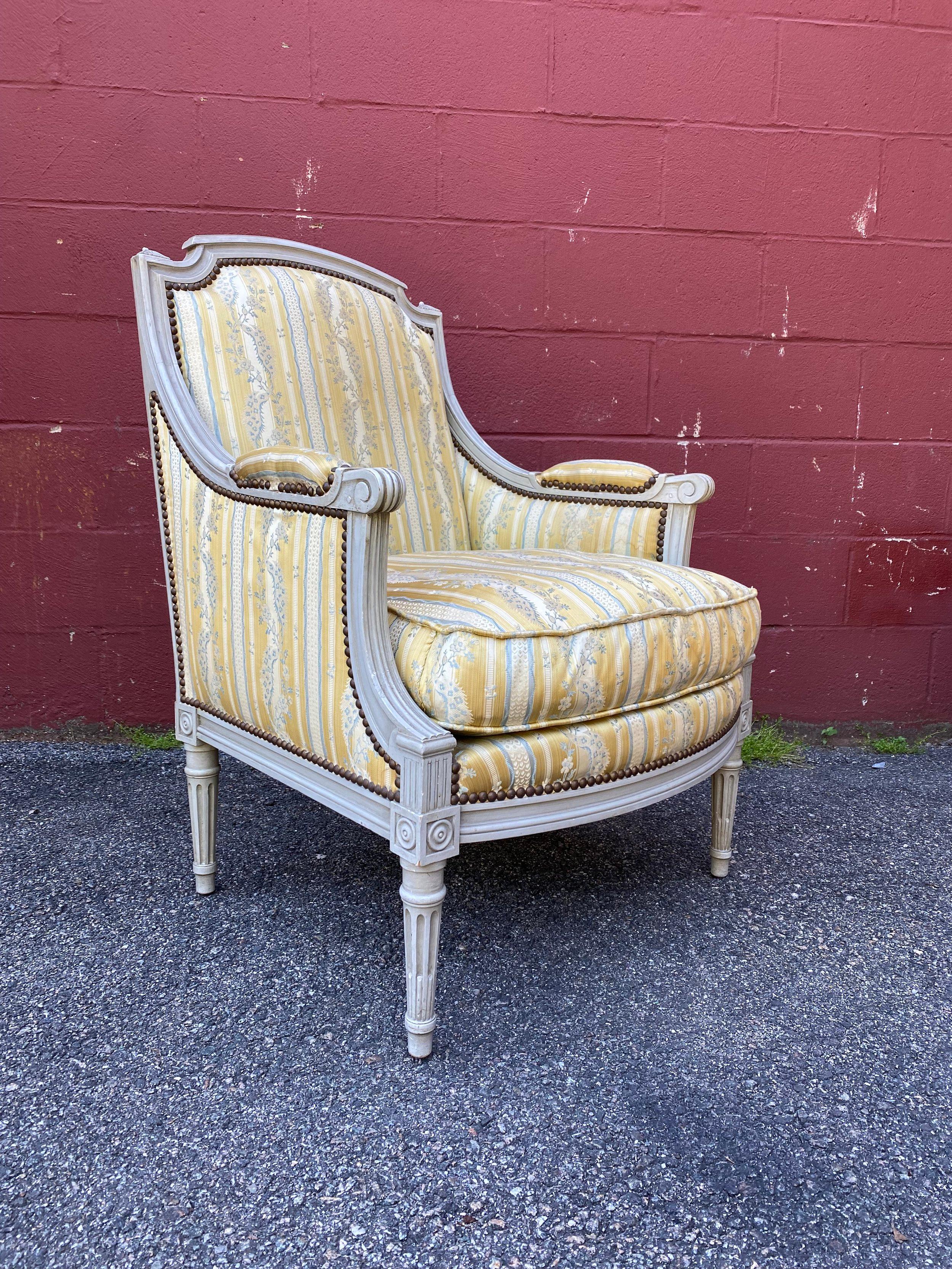 Pair of French Louis XVI Style Armchairs For Sale 2