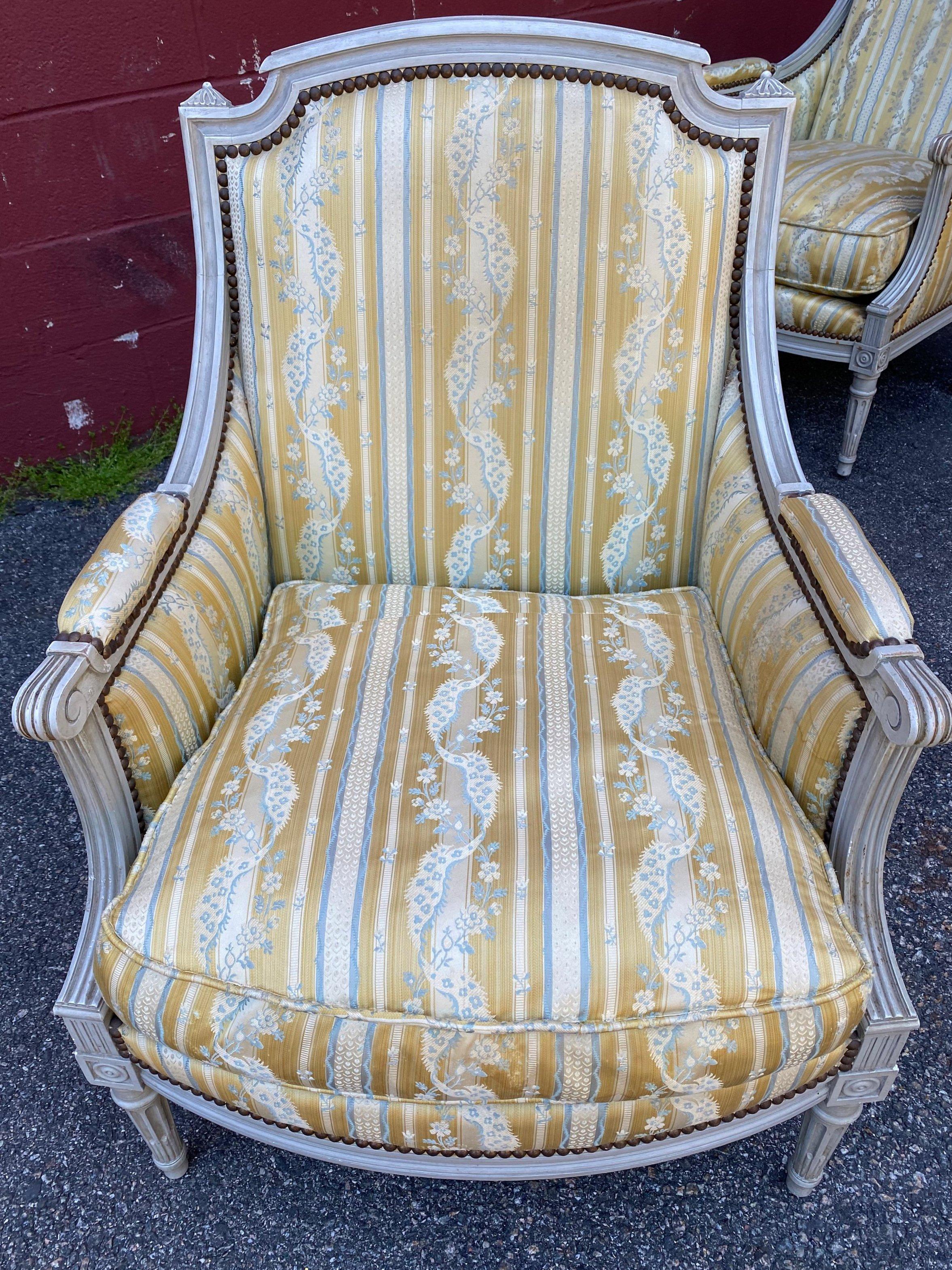 Pair of French Louis XVI Style Armchairs For Sale 9