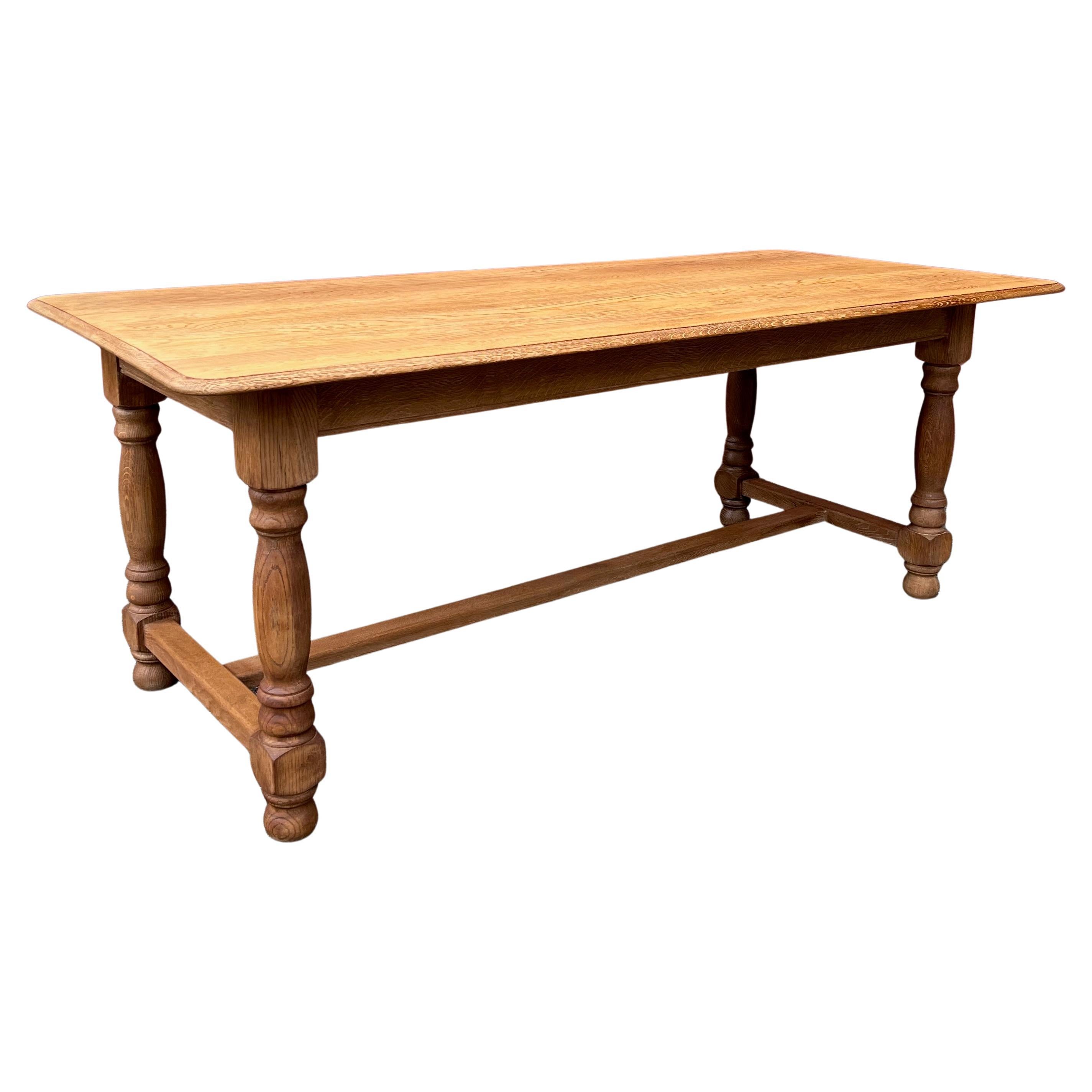 Large French Oak Library Table For Sale