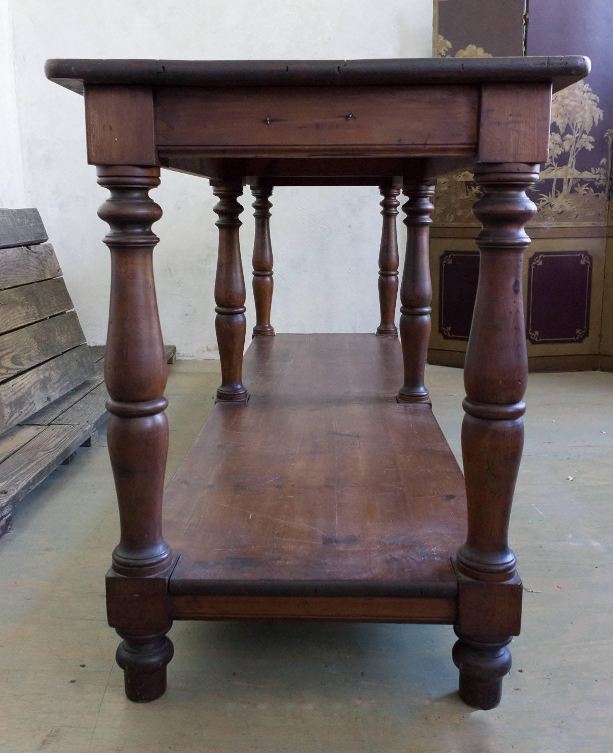 Late 19th Century Large French 19th Century Draper's Table with Dark Finish