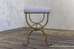 Spanish Gilt Iron Bench with Upholstered Top