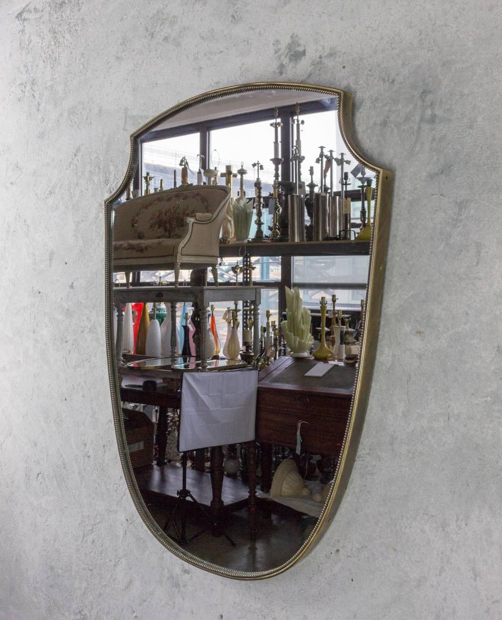 Modern Midcentury Italian Shield Shape Mirror