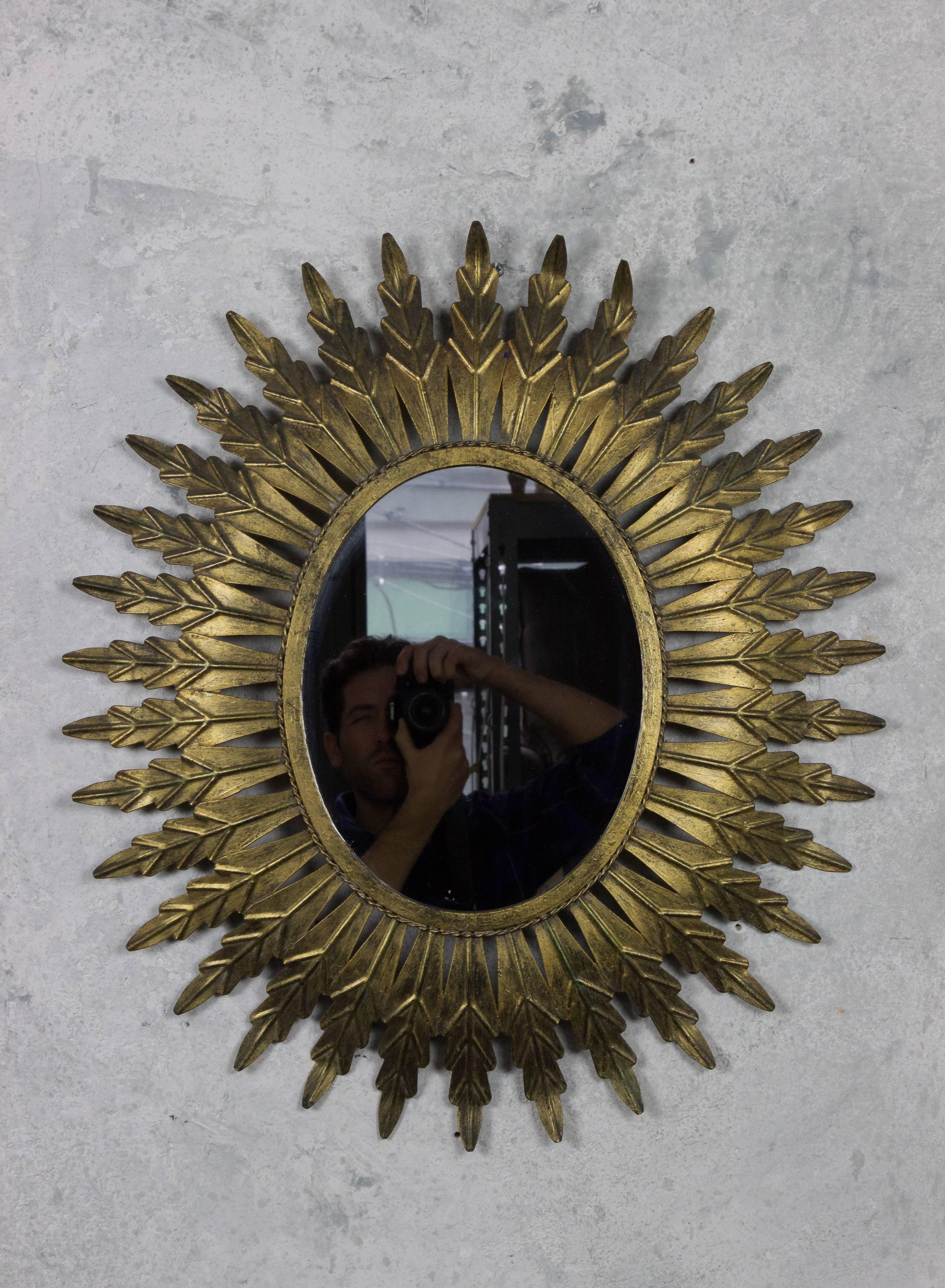 Gilt Metal Oval Sunburst Mirror 3