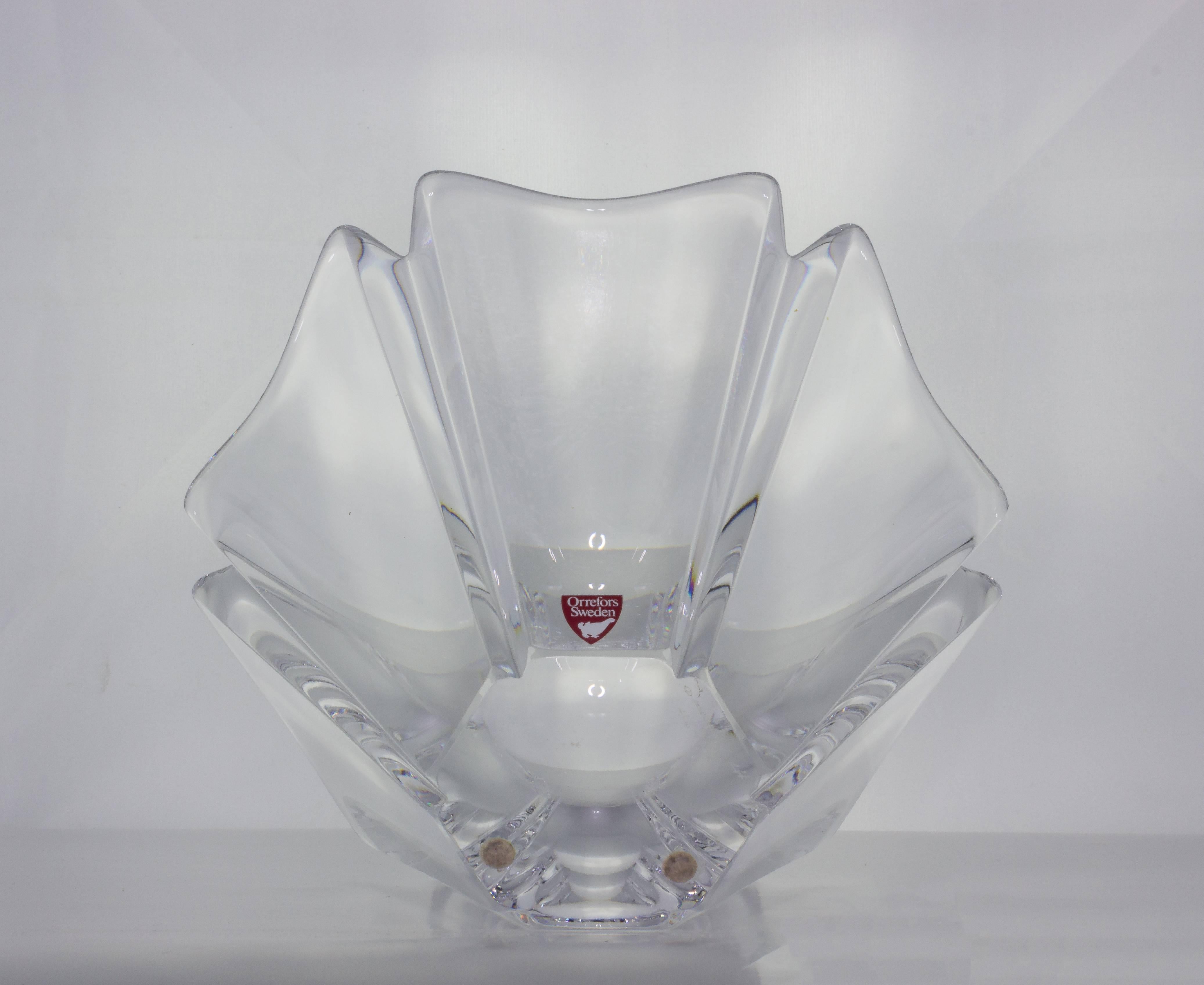 Art Glass Swedish Crystal Petal Bowl For Sale