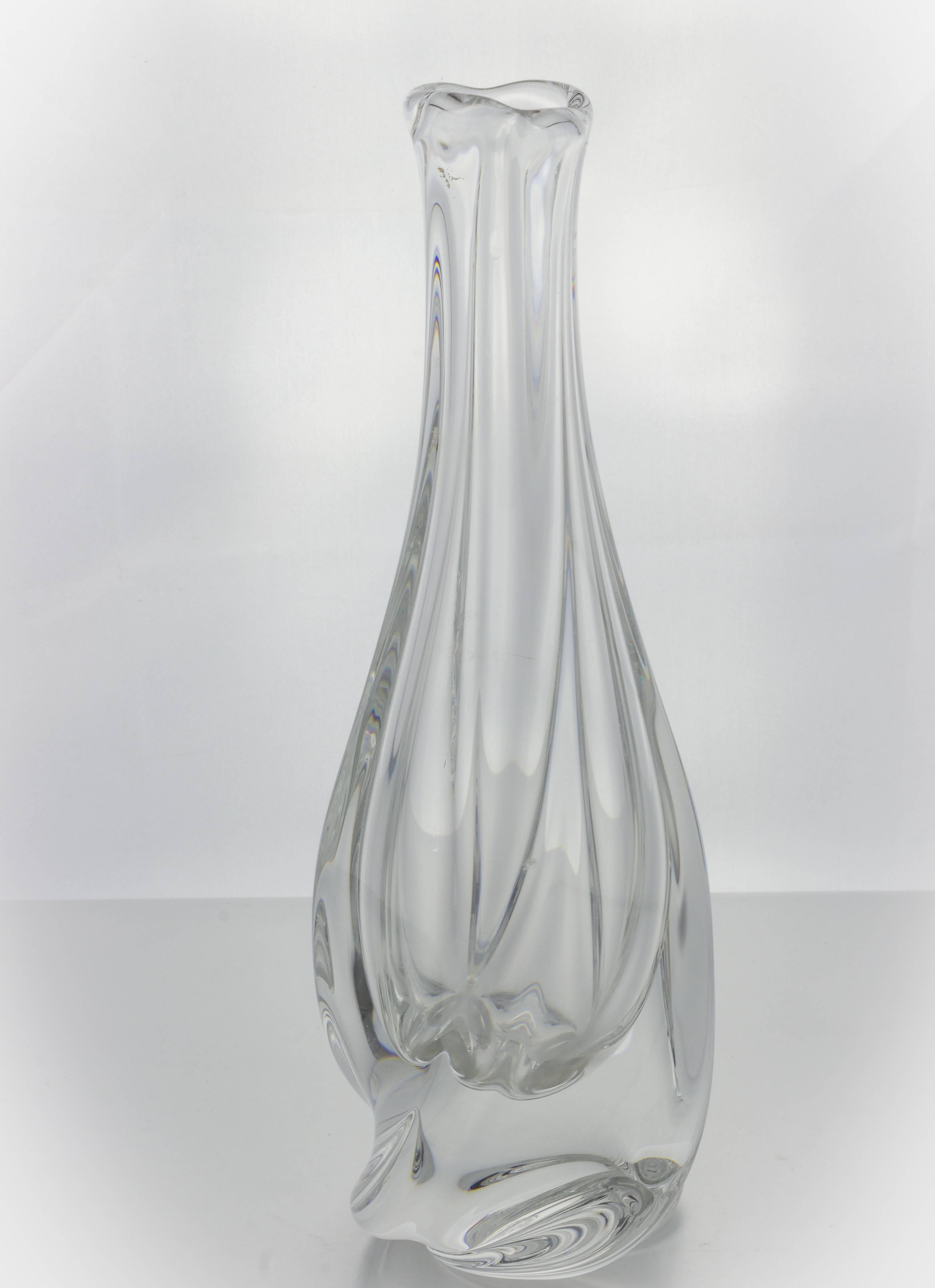 French crystal bud vase in a swirl pattern by St Louis.