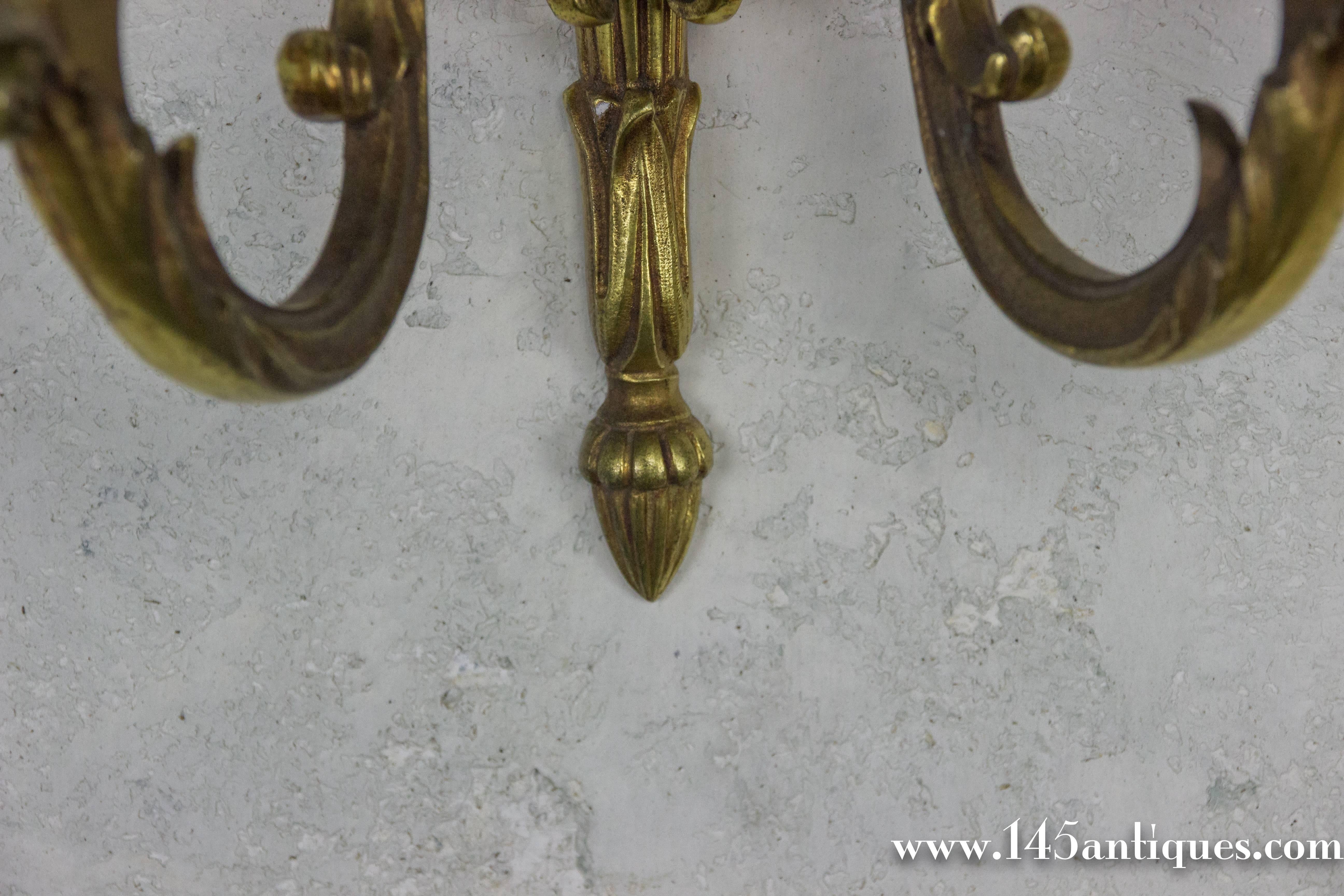 Pair of Gilt Louis XVI Style Sconces For Sale 2