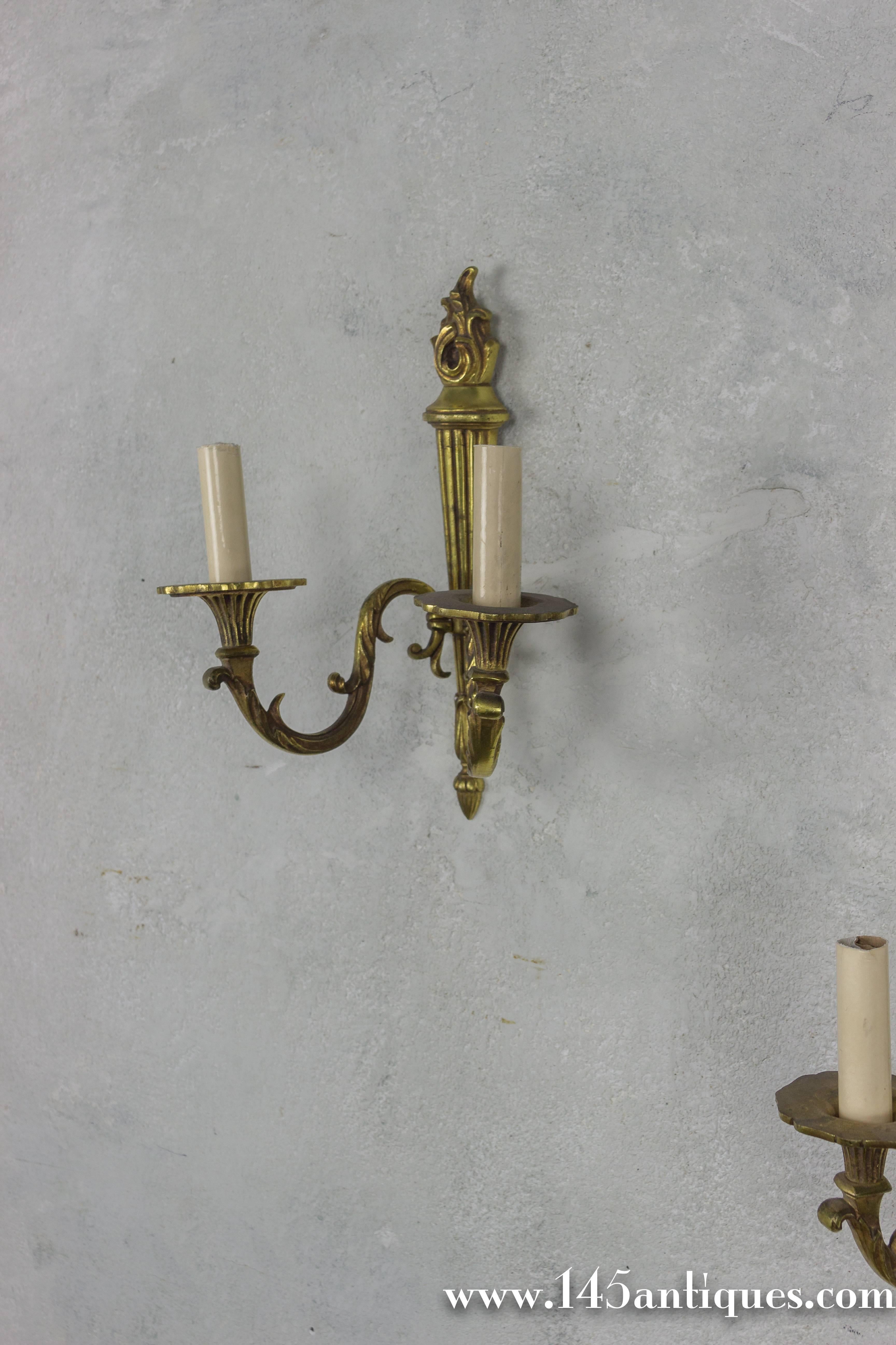Pair of Gilt Louis XVI Style Sconces In Good Condition For Sale In Buchanan, NY