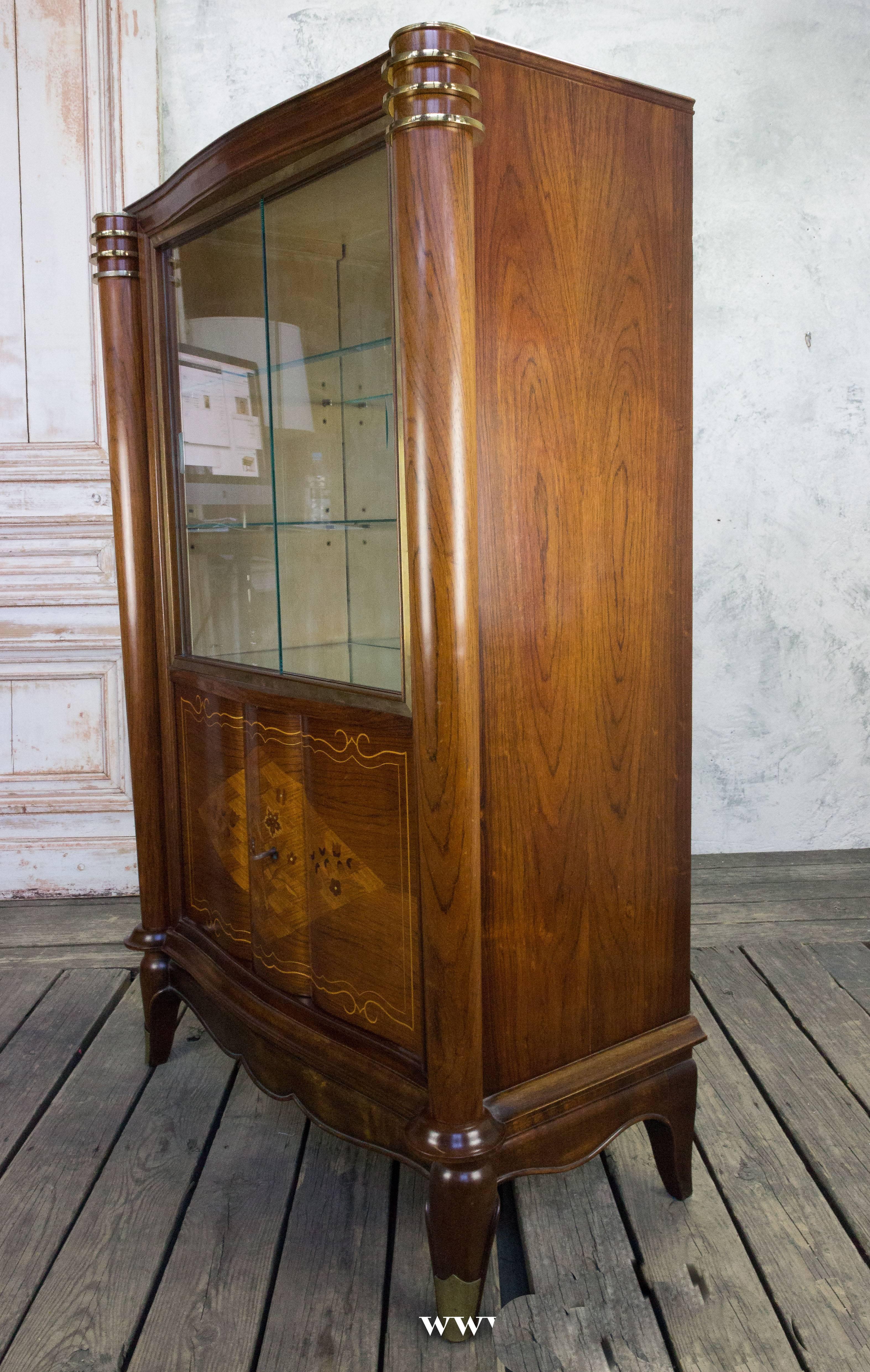 French Rosewood Art Deco Silver Cabinet in the Style of Leleu For Sale 1