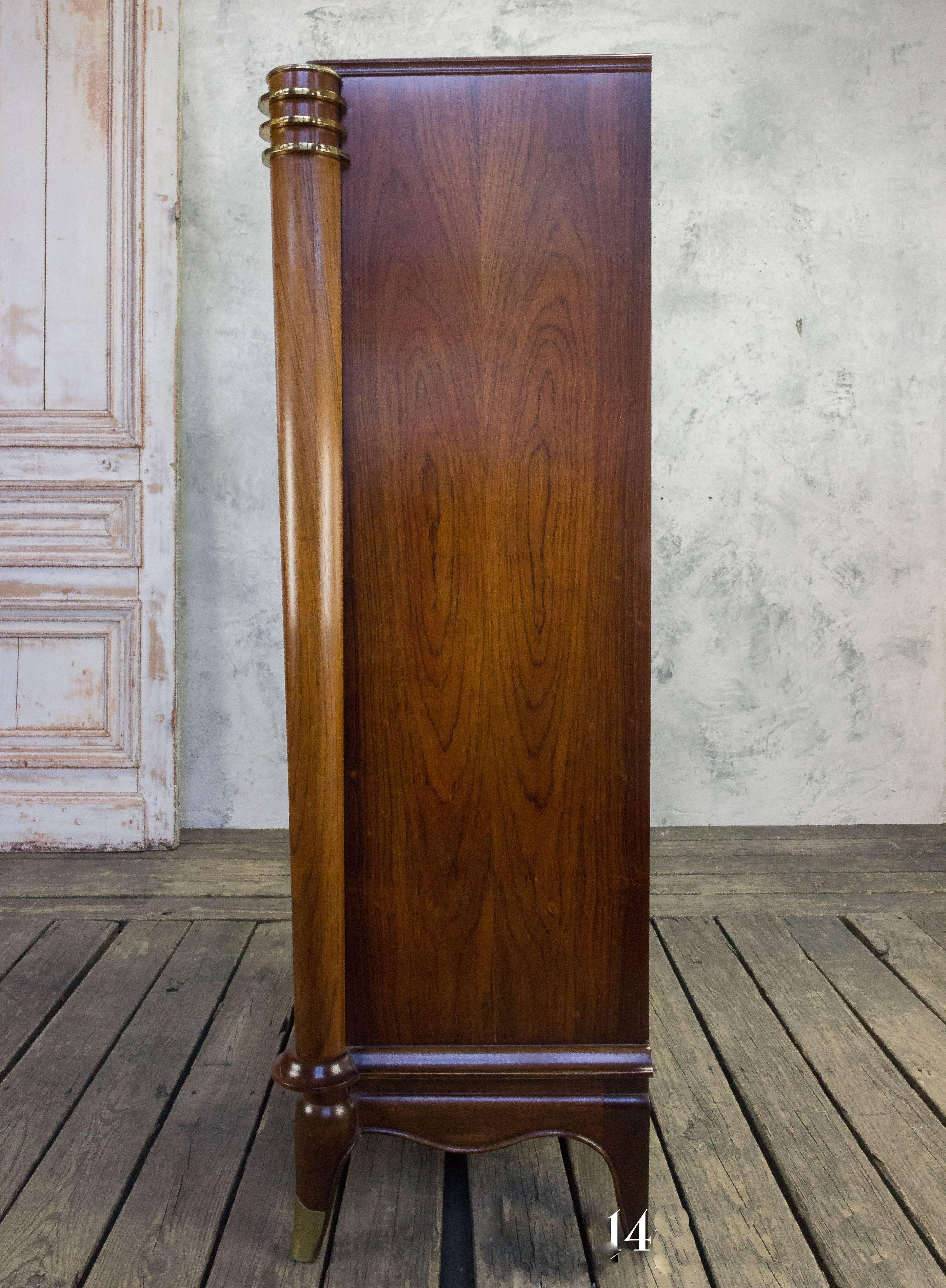 French Rosewood Art Deco Silver Cabinet in the Style of Leleu For Sale 3