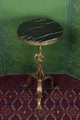 Small Gilt Iron Side Table with Marble Top
