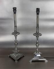 Pair of French 1930s Art Deco Nickel-Plated Table Lamps