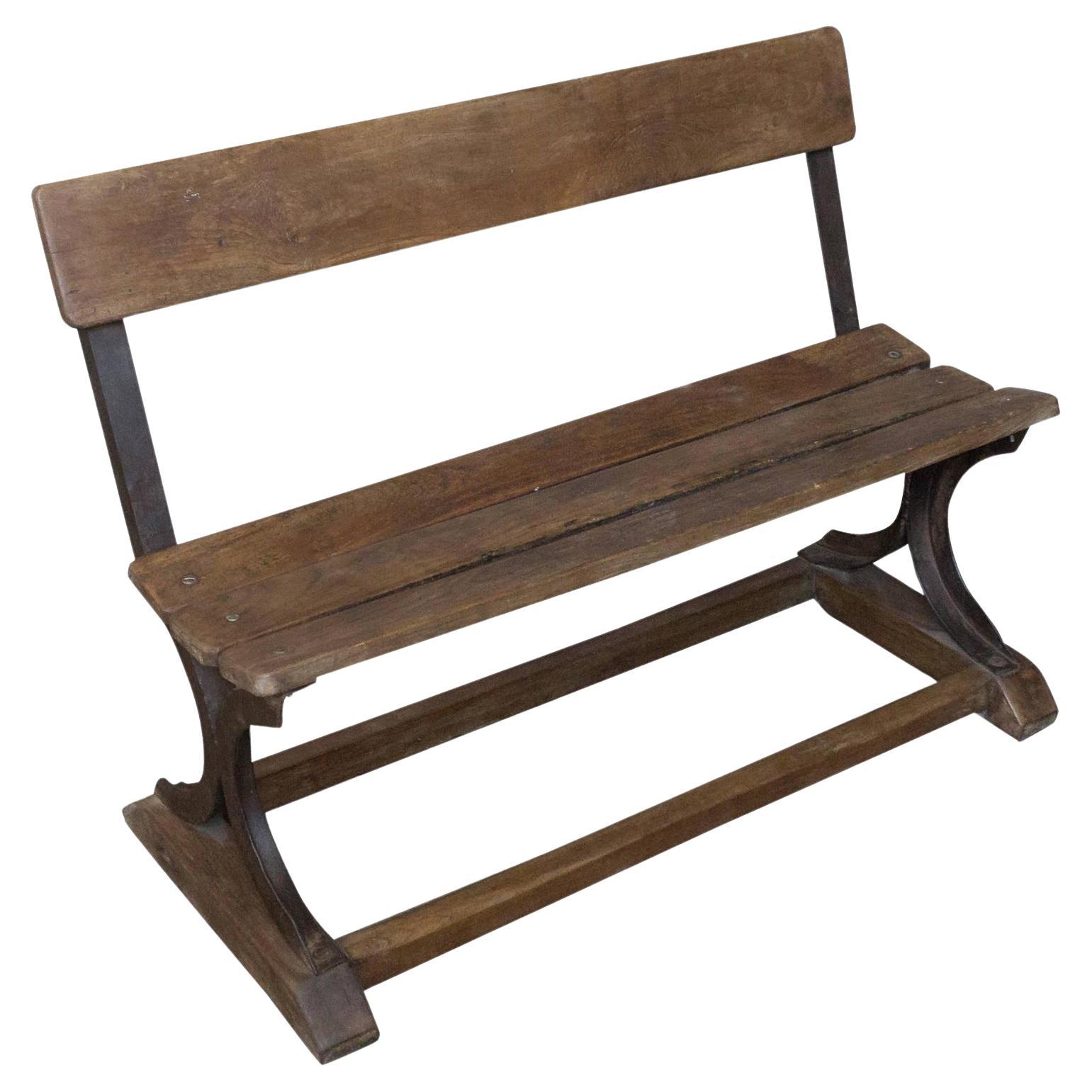 Anglo-Indian Vintage Wood and Iron Bench For Sale