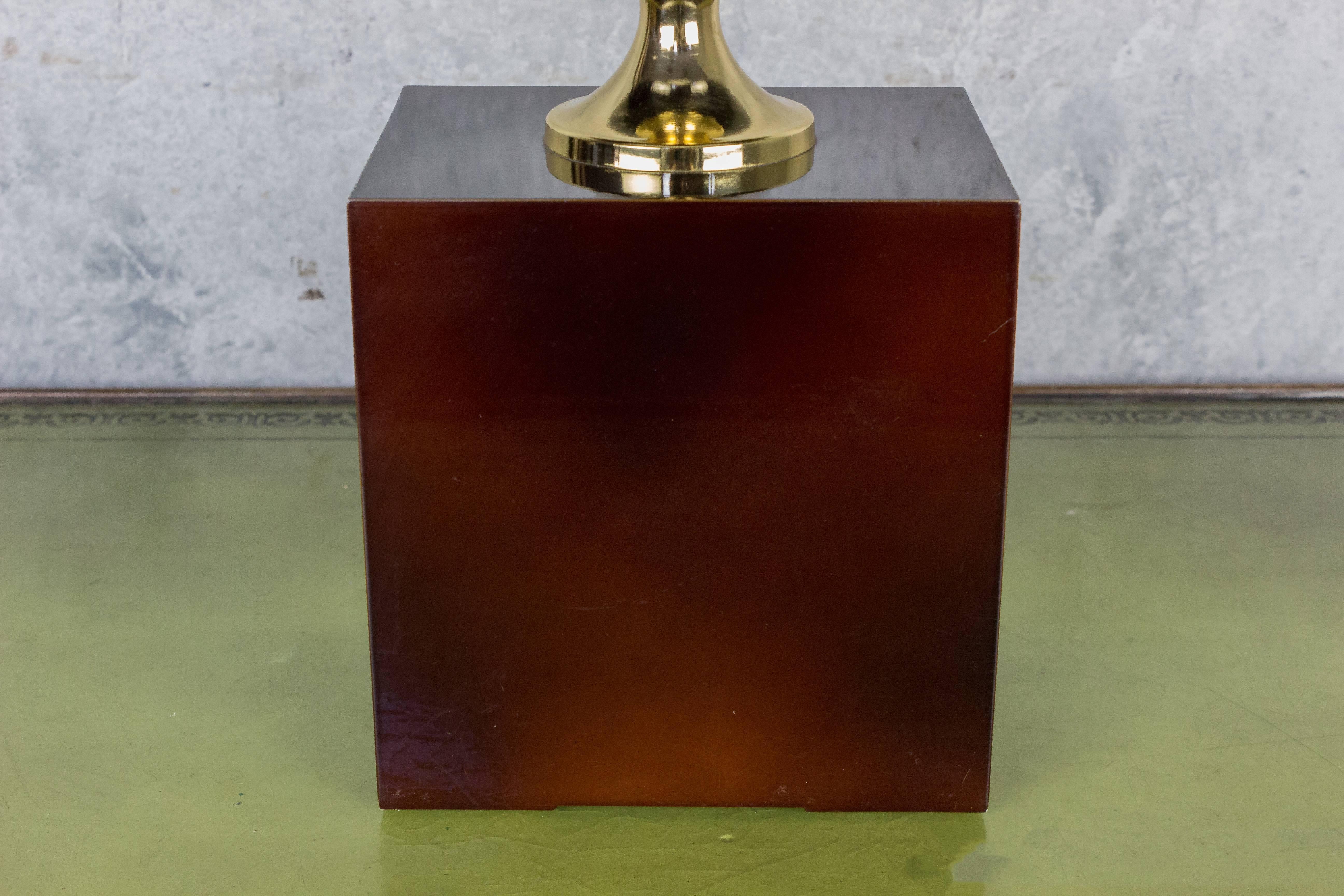 French Aubergine Enameled Table Lamp by Maison Barbier In Good Condition In Buchanan, NY