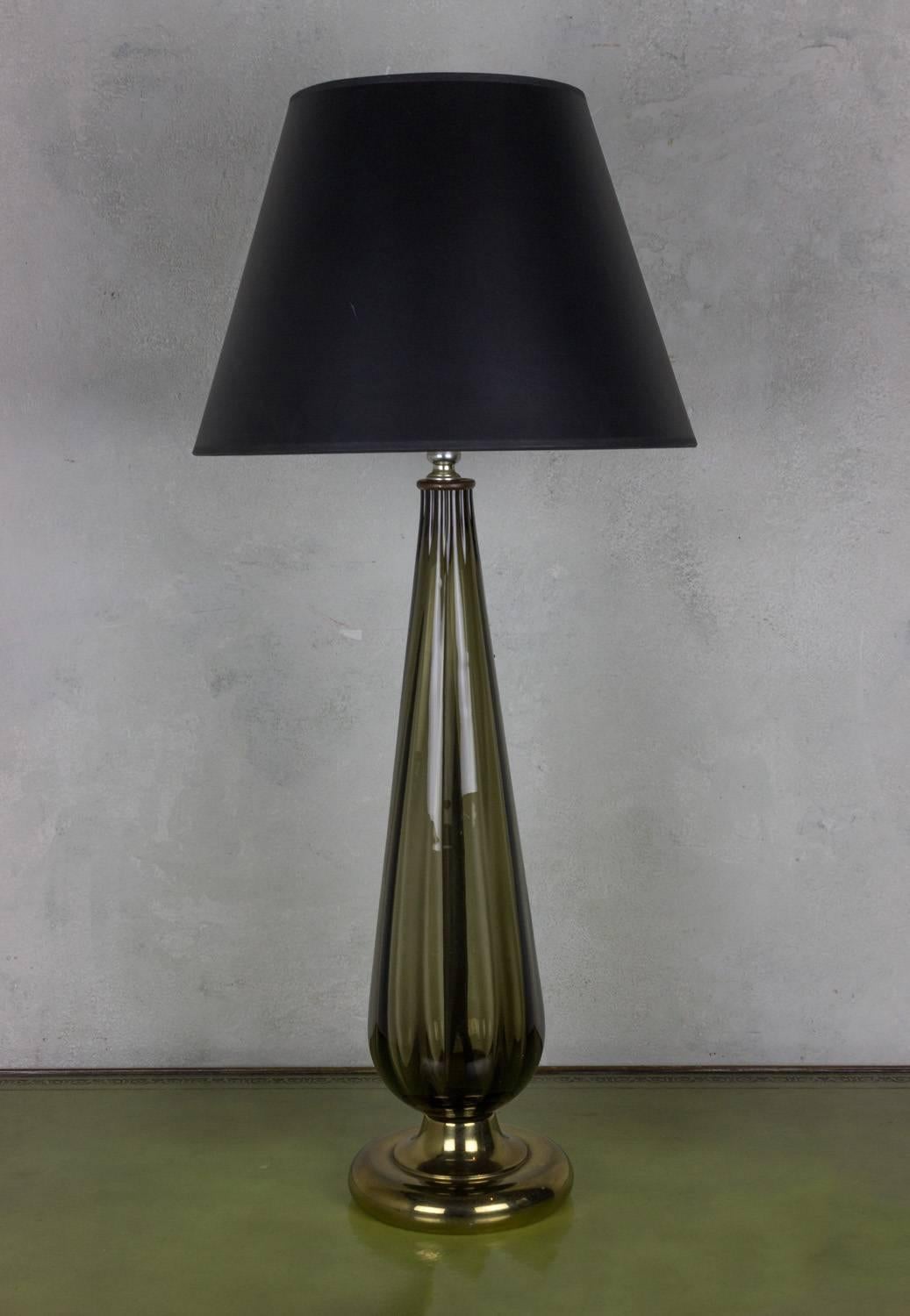 Mid-Century Modern Mid Century Italian Smoked Glass Lamp