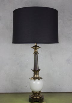 American Mid Century Brass Table Lamp with Ceramic Ostrich Egg