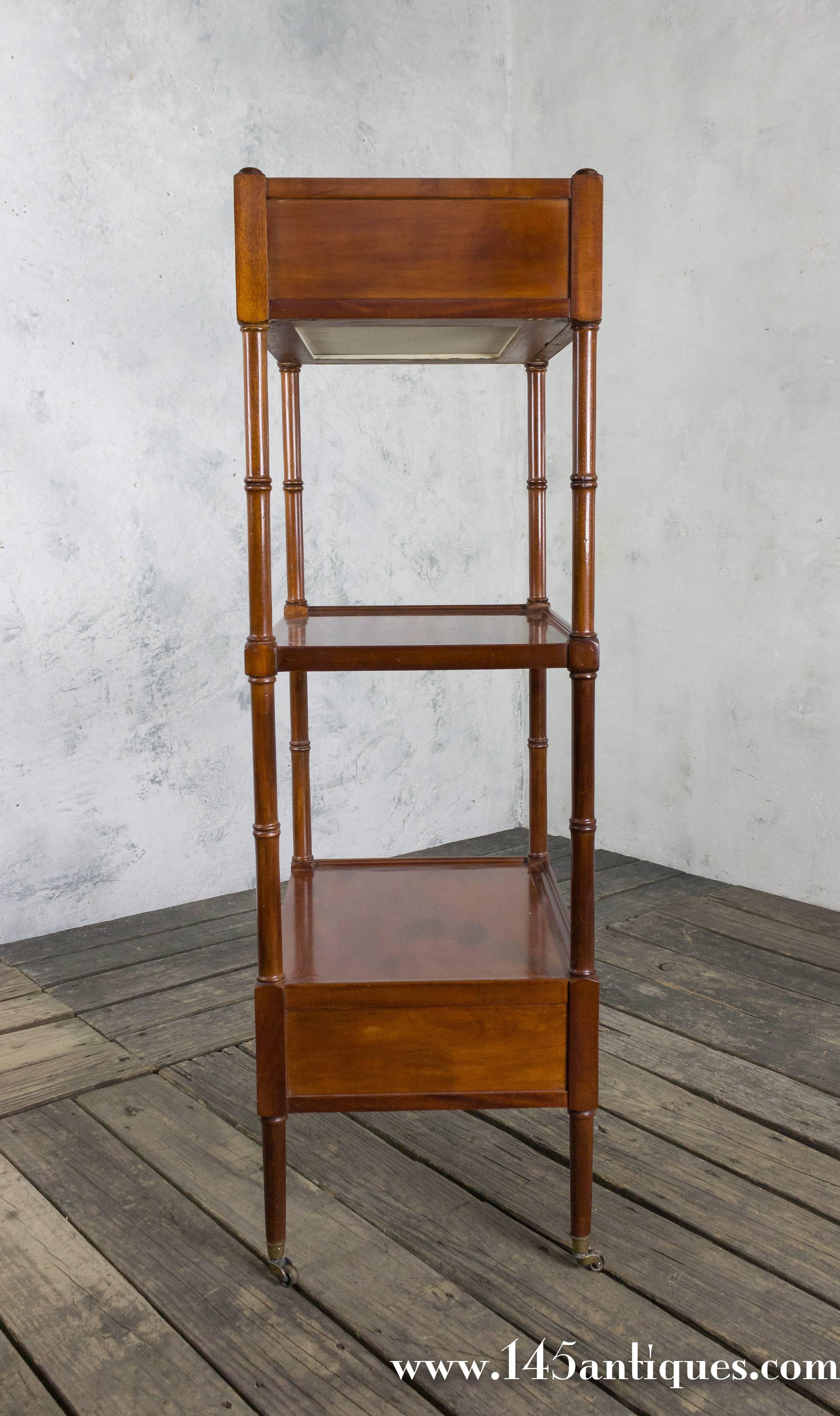 Art Deco American 1940s Three-Tiered Mahogany Etagere For Sale