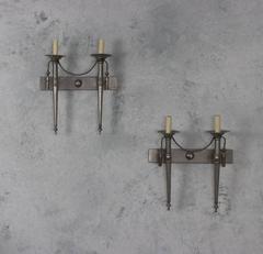 Pair of Neoclassical Nickel-Plated Sconces