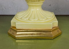 Pair of Spanish Yellow Ceramic Lamps with Gilt Bases