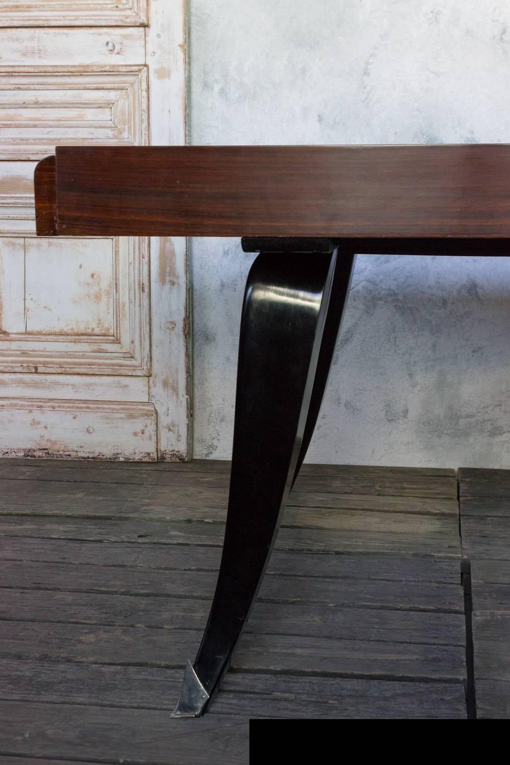 Mid-20th Century French Art Deco Rosewood Dining Table with Two Leaves