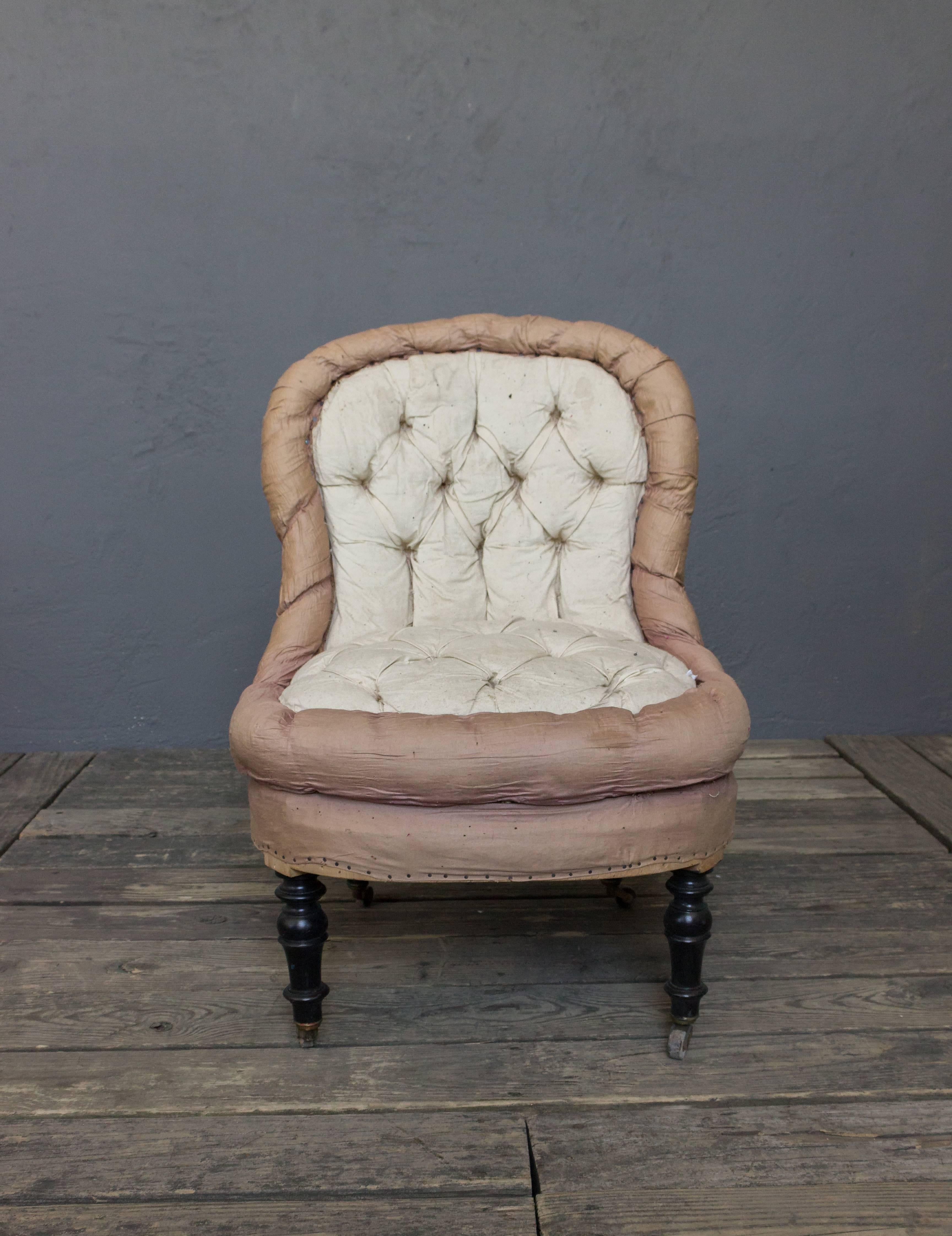 Pair of French 19th Century Slipper Chairs 4